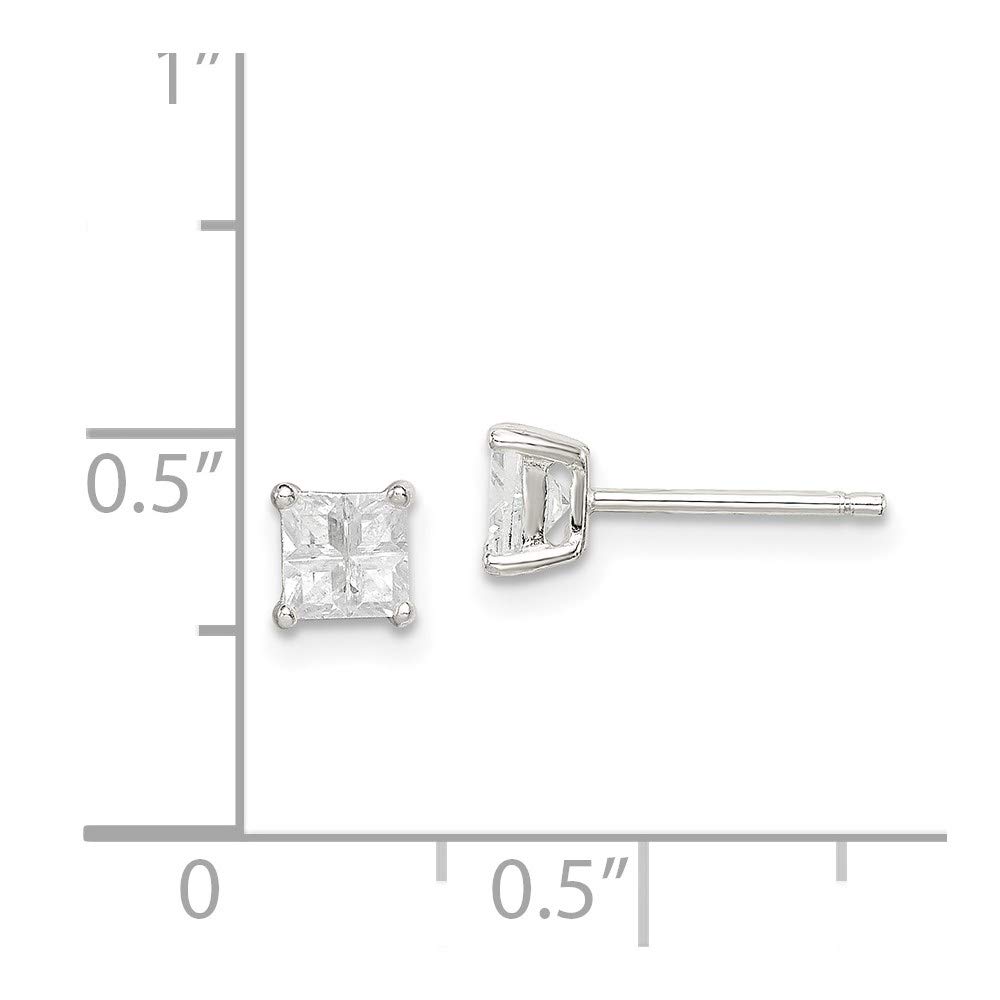 925 Sterling Silver 4mm Square Cubic Zirconia Stud Earrings for Women - Hypoallergenic Fine Jewelry Gift Set - Perfect for Everyday Wear, Parties & Special Occasions