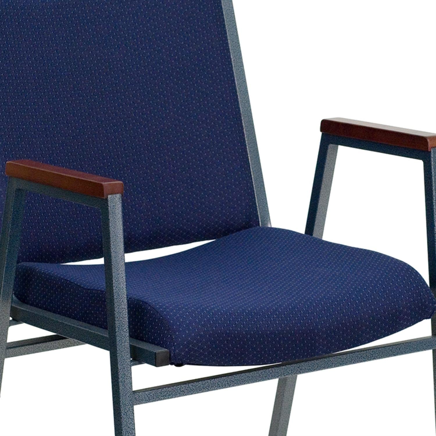 Flash Furniture HERCULES Series Heavy Duty Navy Blue Dot Fabric Stack Chair with Arms and Ganging Bracket - Commercial Grade Office & Conference Room Seating for Schools, Events, and Business Meetings