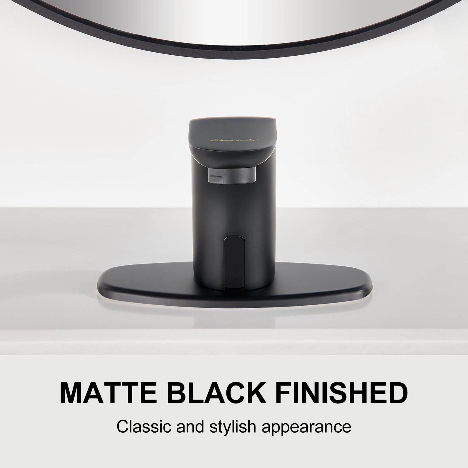 Touchless Bathroom Sink Faucet with Hole Cover Plate - Matte Black Finish, Water-Saving Sensor Faucet for Modern Home & Commercial Bathrooms