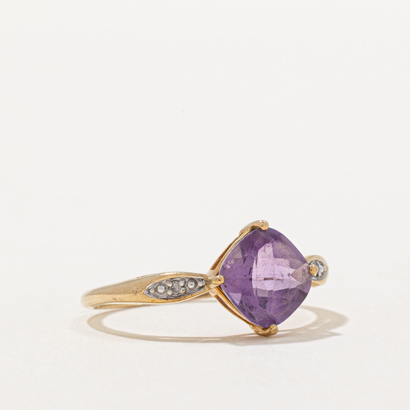 1.60ct Amethyst & 0.01ct Diamond Cocktail Ring - Size 6.75 | Elegant Purple Gemstone Jewelry for Women | Perfect for Evening Parties, Weddings & Special Occasions