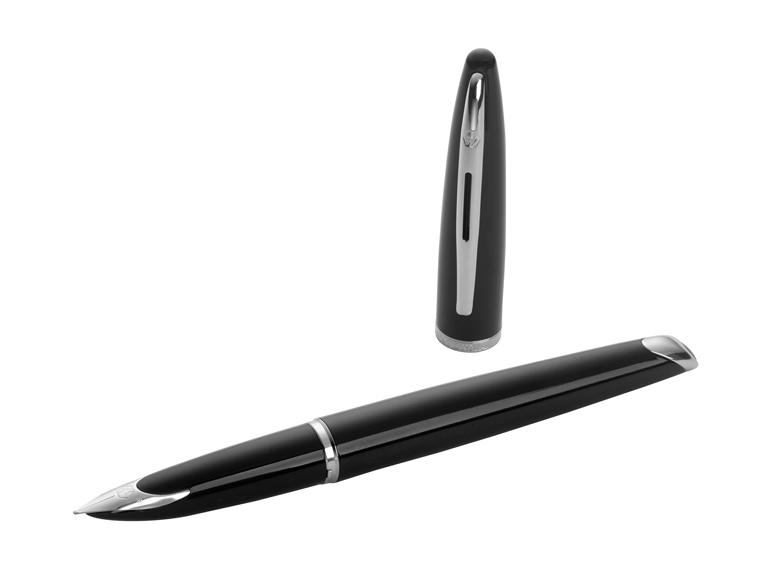 Waterman Duofold Centennial Fountain Pen - Classic Black & Gold Trim, Medium 18K Solid Gold Nib with Converter & Black Ink - Luxury Writing Instrument for Professionals, Collectors & Gift Giving - Perfect for Signatures, Calligraphy & Executive Gifts