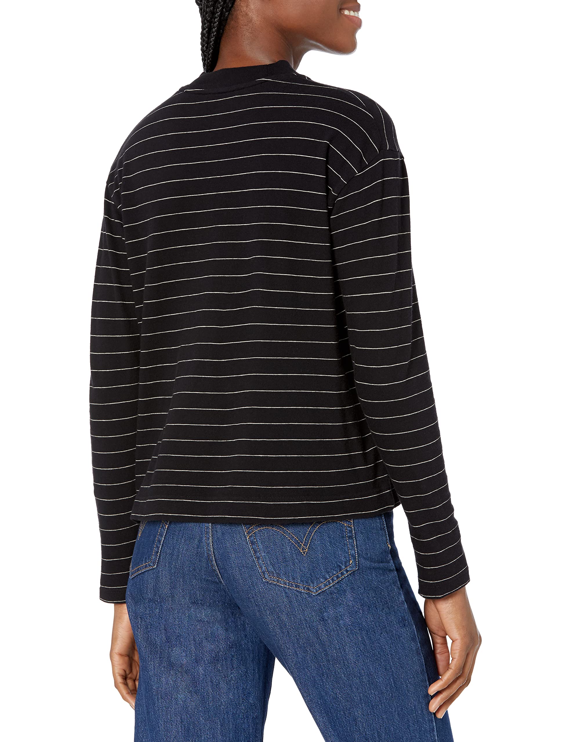 Vince Women's Chalk Stripe Long Sleeve Mock Neck Pullover Sweater | Casual Chic Knit Top for Work & Fall Outfits | Office Wear & Weekend Style Essential