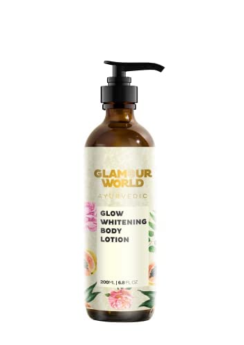 Glamour World Ayurvedic Glow Body Lotion for Skin Whitening & Moisturizing - Enriched with Neem, Rose, Turmeric, Papaya & Lavender Oil - Brightens Skin Tone, Keeps Skin Soft & Glowing - Perfect for Daily Skincare Routine & Radiant Complexion