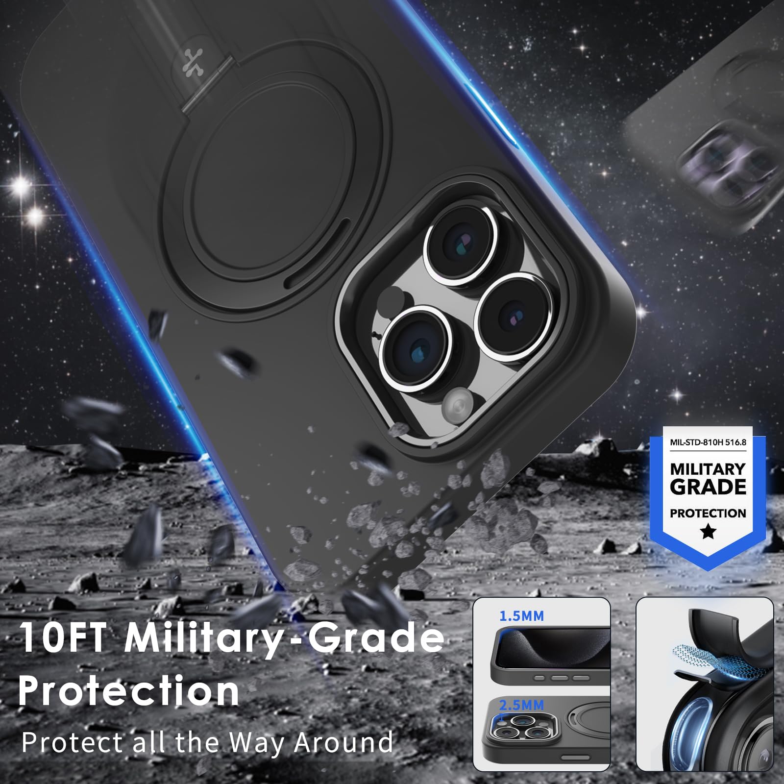 LAUDTEC Magnetic Silicone Invisible Stand Case for iPhone 15 Pro Max 6.7