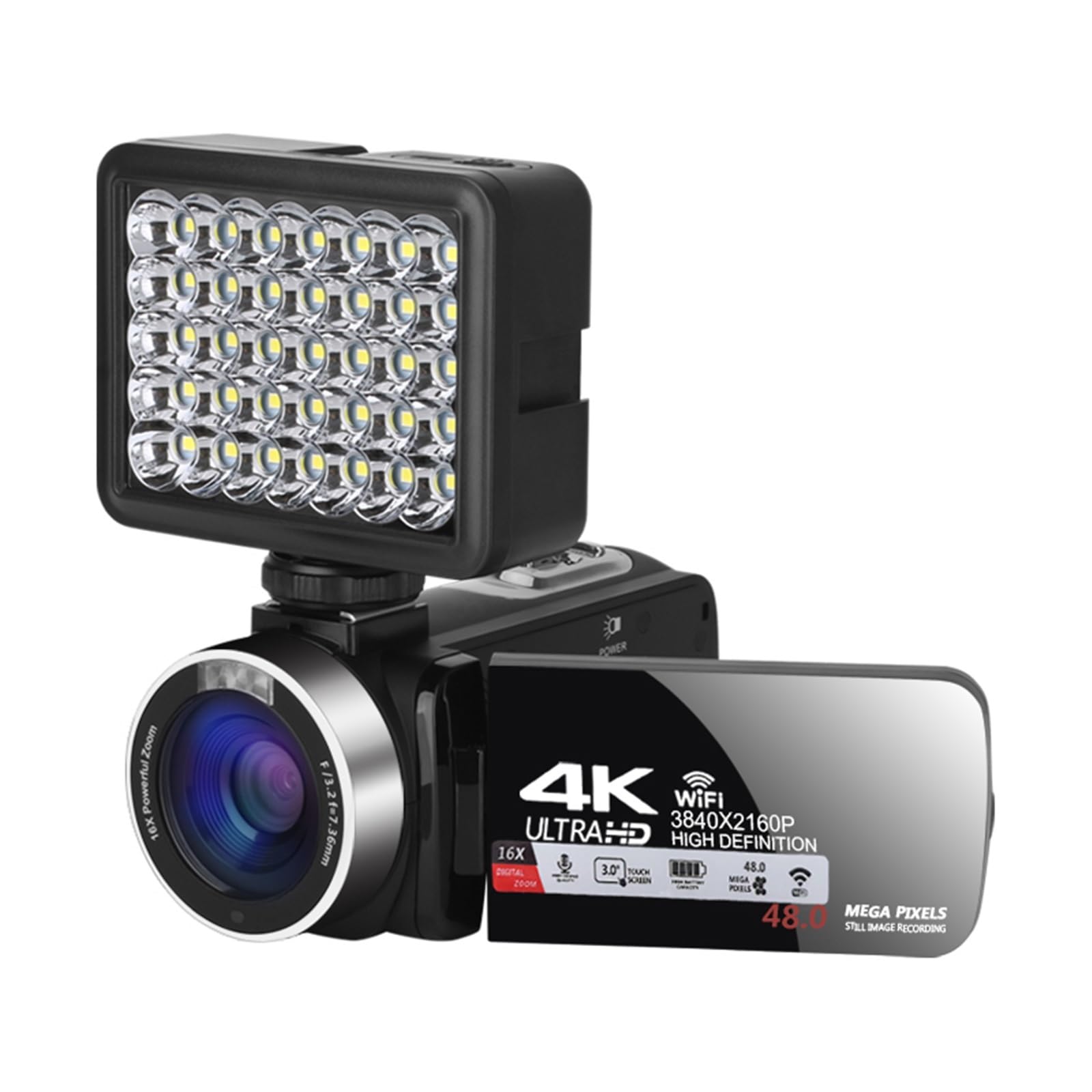 4K Digital Vlog Camera with WiFi - MZZYG Portable Video Camera for YouTube Streaming, 18X Zoom Webcam with Built-in Light & 32G SD Card, Ideal for Outdoor Vlogging, Live Streaming and Travel Photography