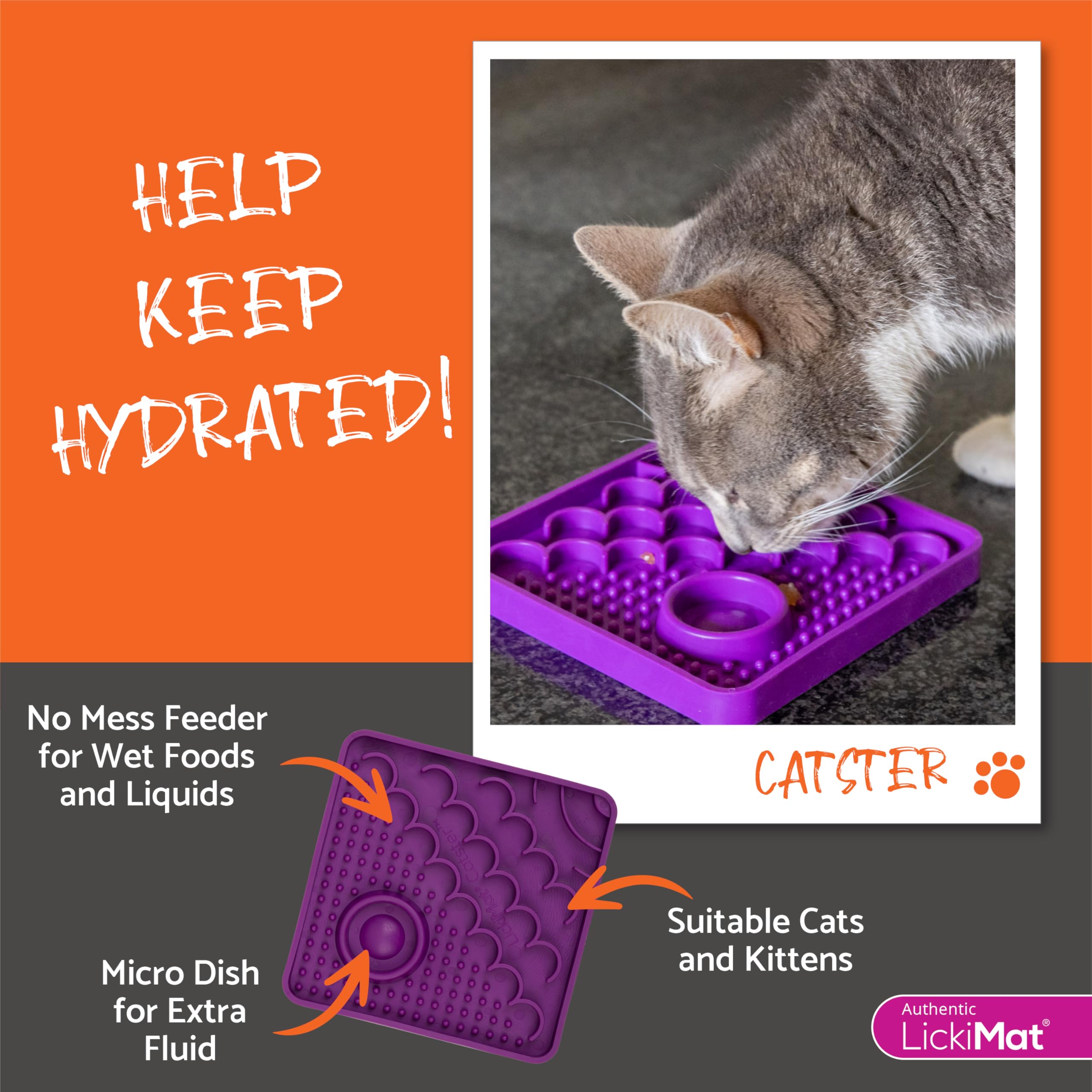LickiMat Catster Slow Feeder with Micro Dish - Interactive Puzzle Feeder for Cats & Kittens, Promotes Hydration & Healthy Eating - Turquoise Pet Bowl for Indoor Cats, Multi-Cat Homes & Stress Relief