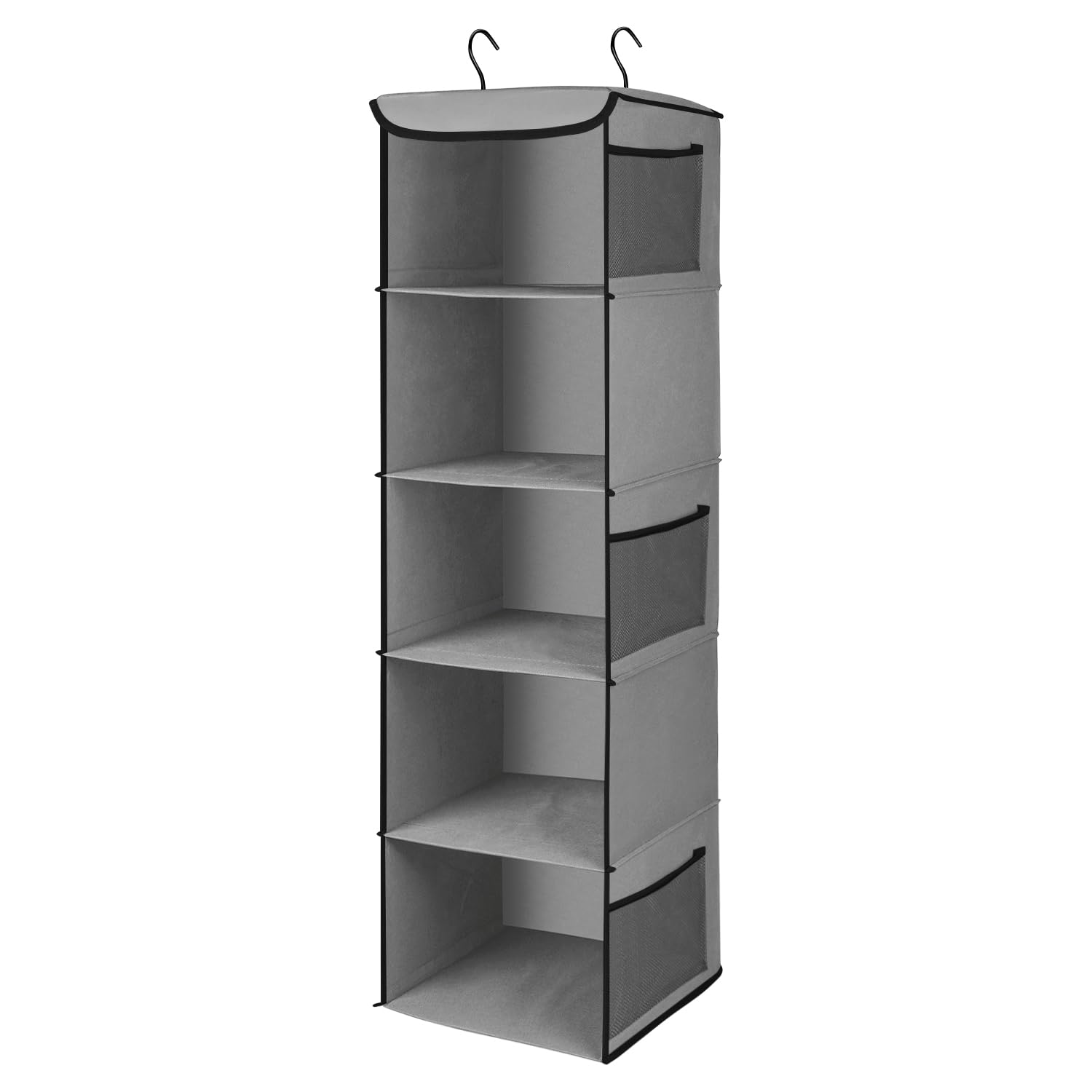 Flexzion 5-Tier Hanging Shoe Organizer with 6 Mesh Pockets - Space Saving Closet Storage for Shoes, Clothes & Accessories - Over The Door or Wall Mount Design for Bedroom, Bathroom & Wardrobe Organization (Brown)