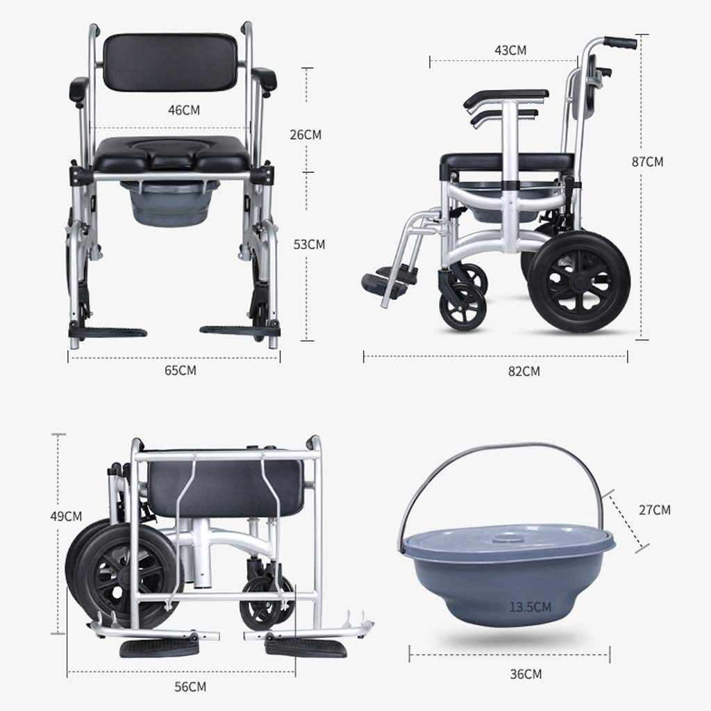 3 in 1 Adjustable Height Bedside Commode Toilet Chair with Wheels - Portable Shower Stool & Safety Frame for Elderly, Disabled & Pregnant Women - Ideal for Home Care, Bathroom Safety & Mobility Assistance