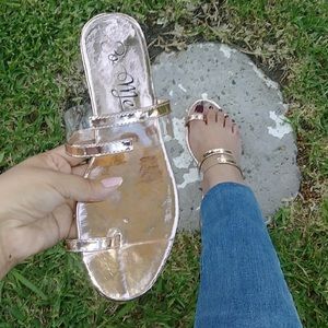 Tammy Rose Gold Single Toe Sandals for Women - Elegant Summer Open Toe Flat Sandals - Perfect for Beach, Vacation, and Casual Outfits