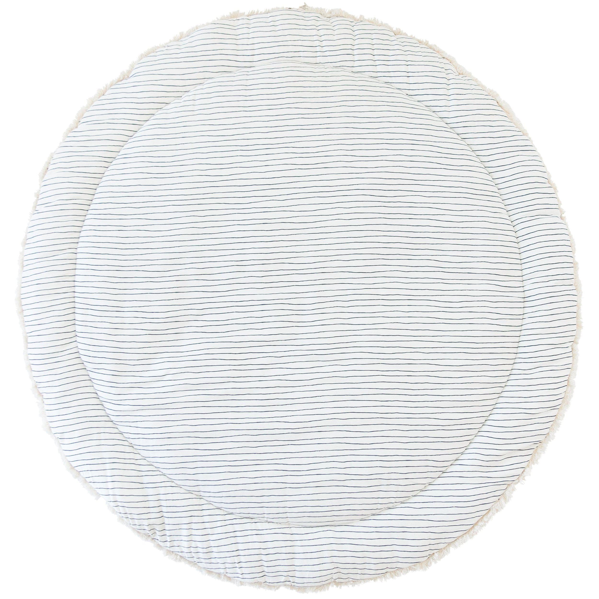 **GOTS Certified Organic Cotton Play Mat - MakeMake Organics Non-Toxic Nursery Floor Rug, Washable & Reversible, Thick Quilted for Tummy Time & Crawling (Round 48