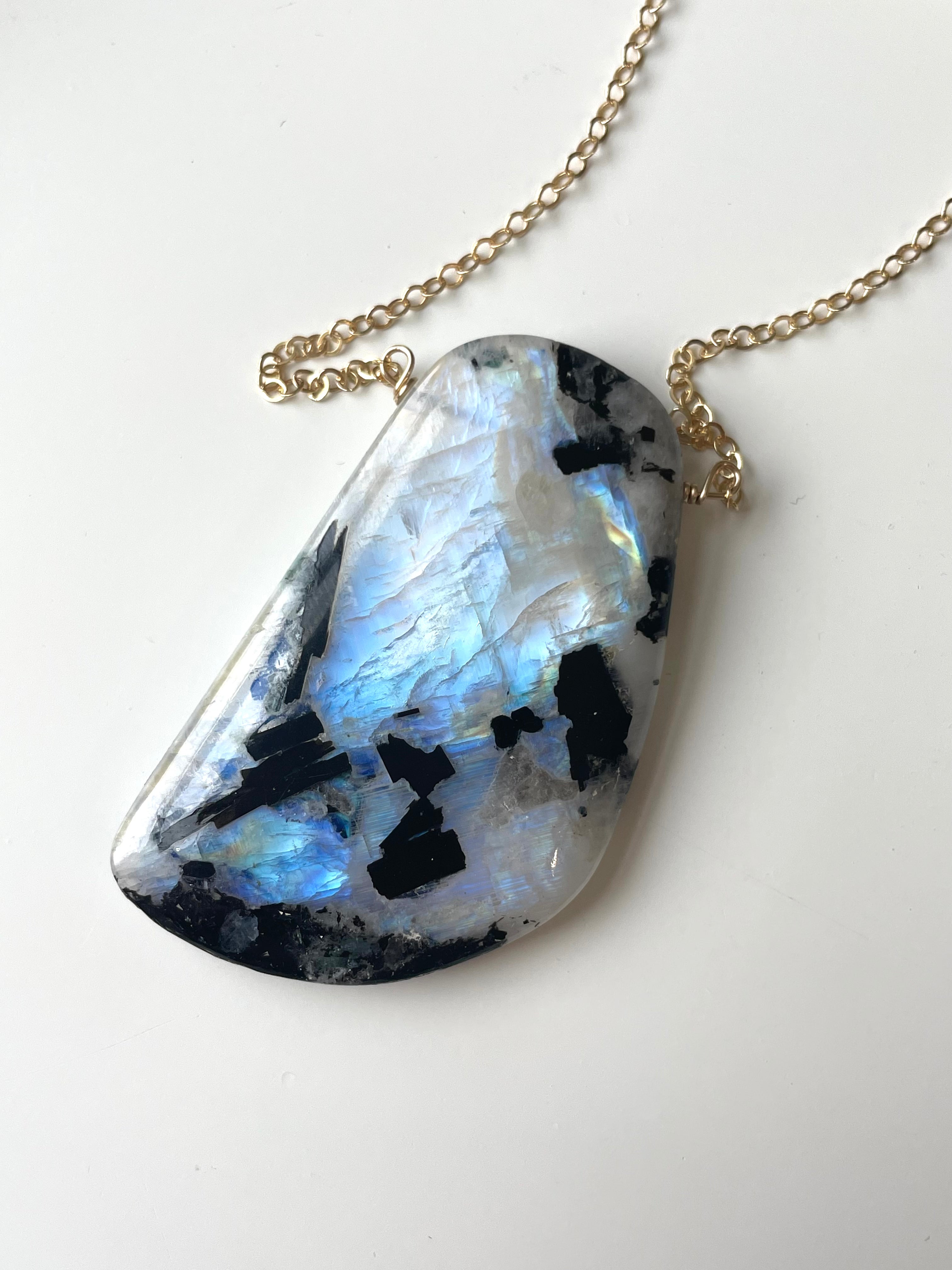 Large Moonstone Pendant Necklace 14k Gold Filled - Elegant Statement Jewelry for Women, Perfect for Weddings, Parties & Everyday Wear