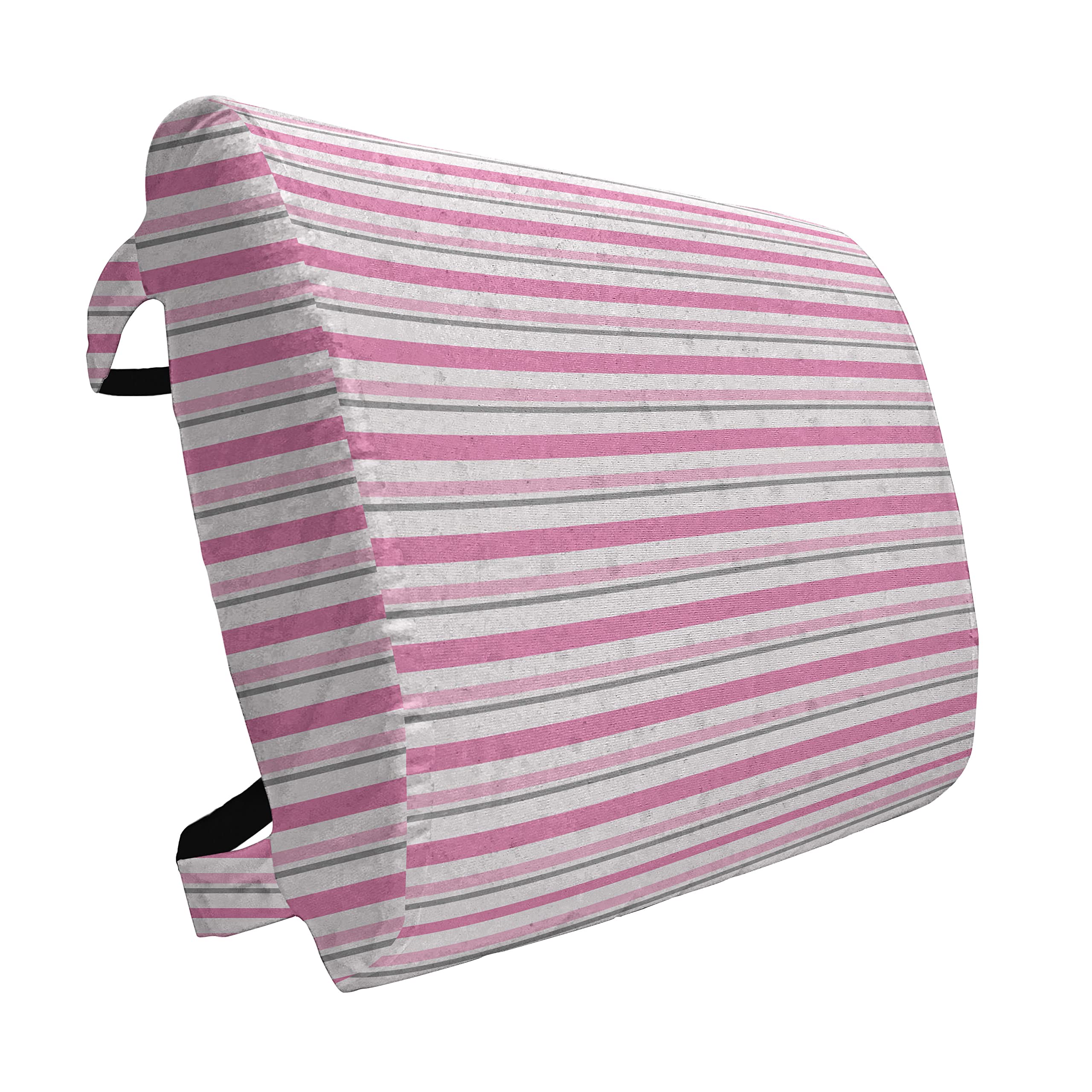 Ambesonne Geometric Lumbar Support Pillow - Modern Striped Design in White, Pink & Grey - High Density Foam for Office Chairs & Car Seats (14