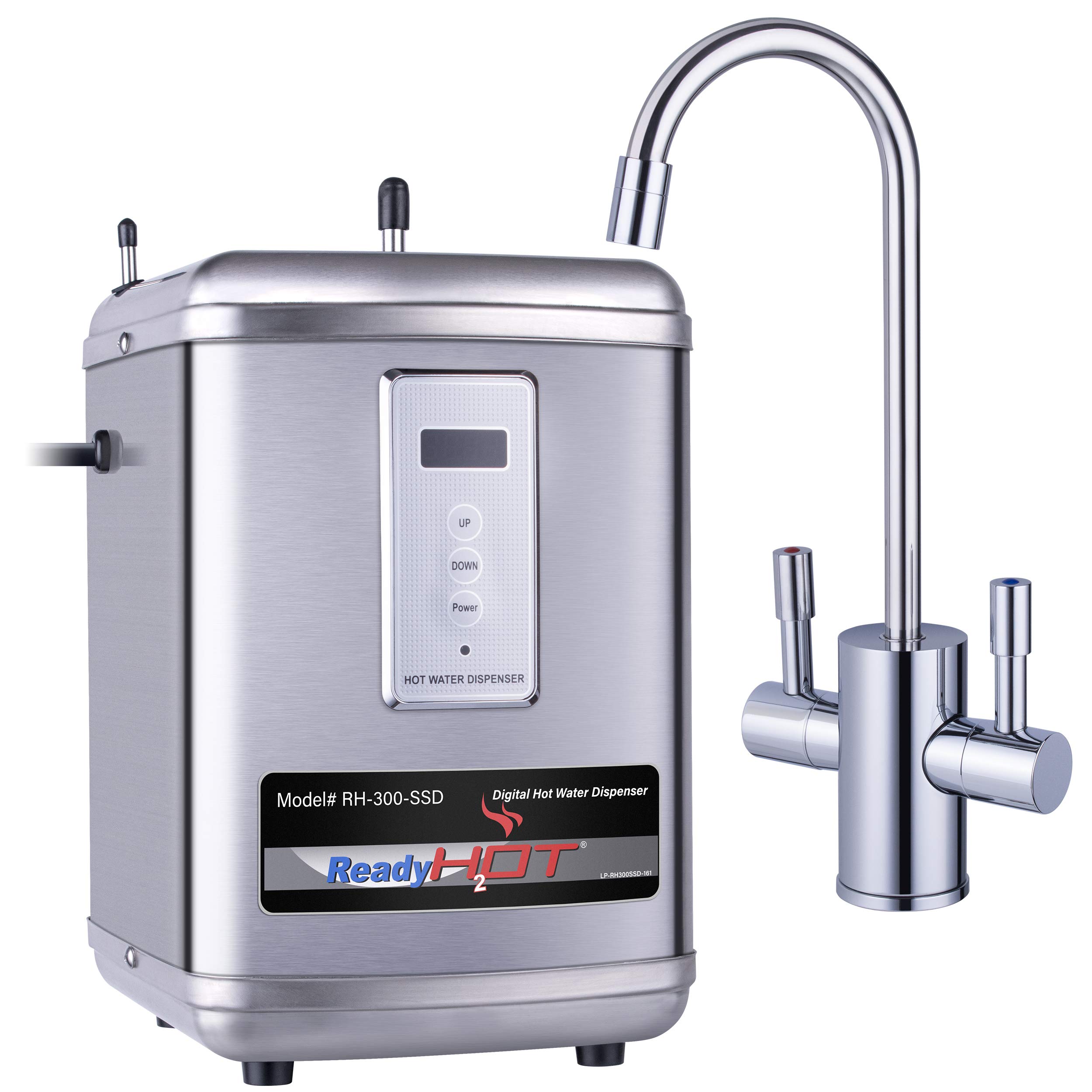 Instant Hot Water Dispenser System - 2.5 Quarts Digital Display with Dual Lever Hot & Cold Faucet in Polished Chrome | Under Sink Water Heater for Kitchen, Office, Coffee & Tea Station