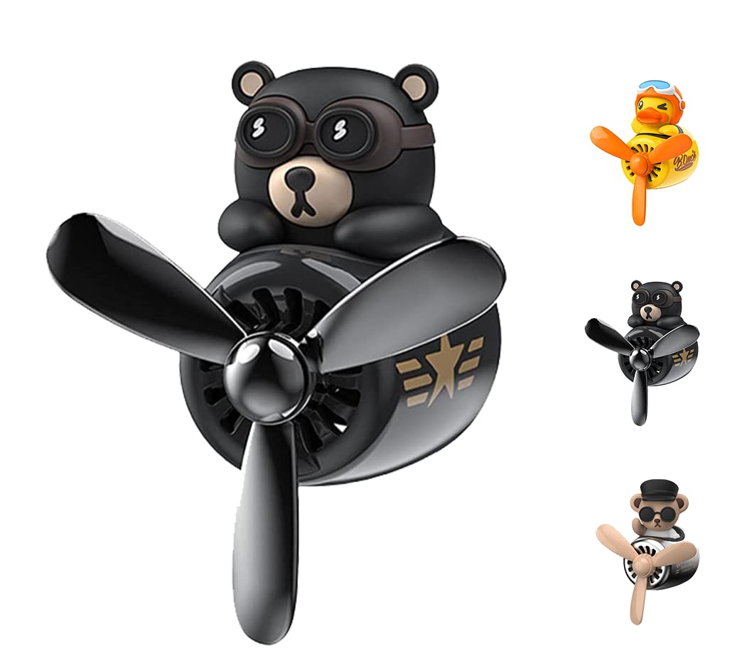 Furry Pilot Air Freshener for Cars - Cute Creative Propeller Scent Diffuser (Medium, Black) | Long-Lasting Fragrance for Vehicles, Office & Home Decor