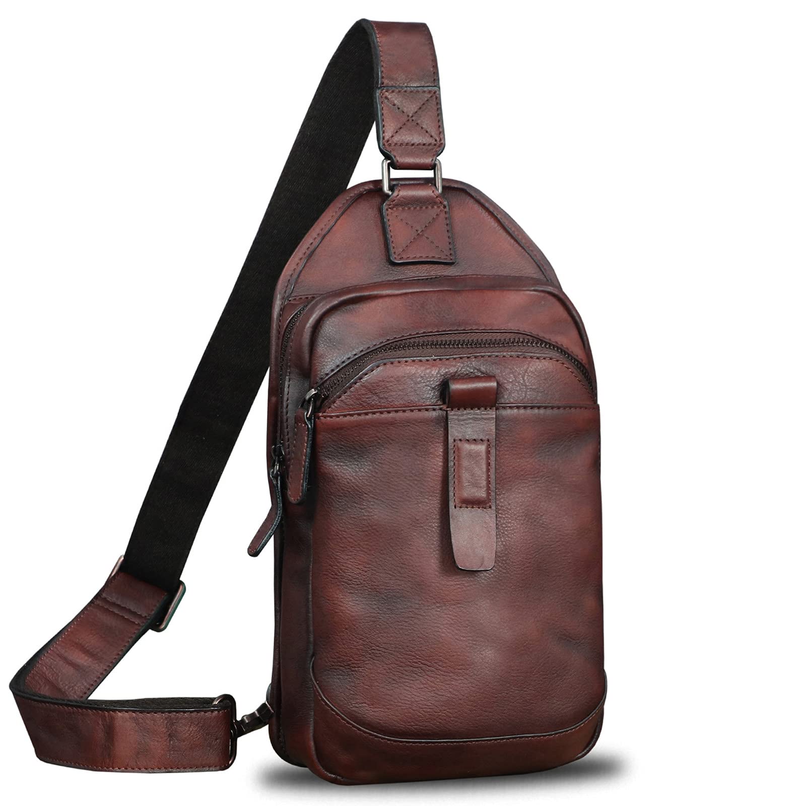 Genuine Leather Sling Bag for Men & Women - Vintage Crossbody Shoulder Backpack Purse - Perfect for Travel, Work & Everyday Use