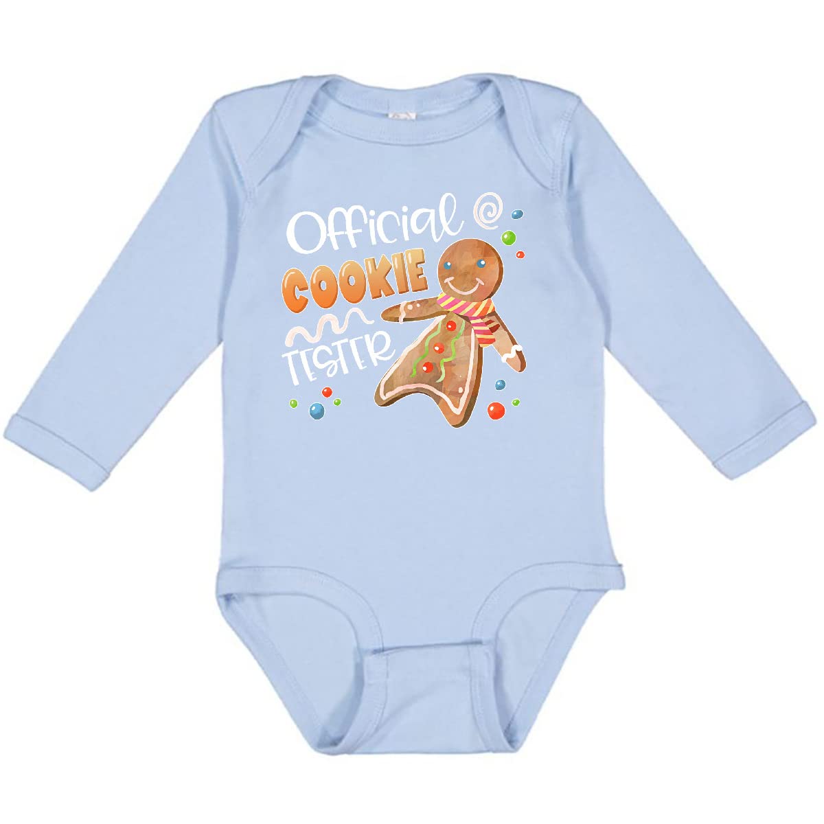 Inktastic Official Cookie Tester Cute Gingerbread Print Long Sleeve Baby Bodysuit - Perfect for Christmas, Holiday Photos & Winter Family Gatherings