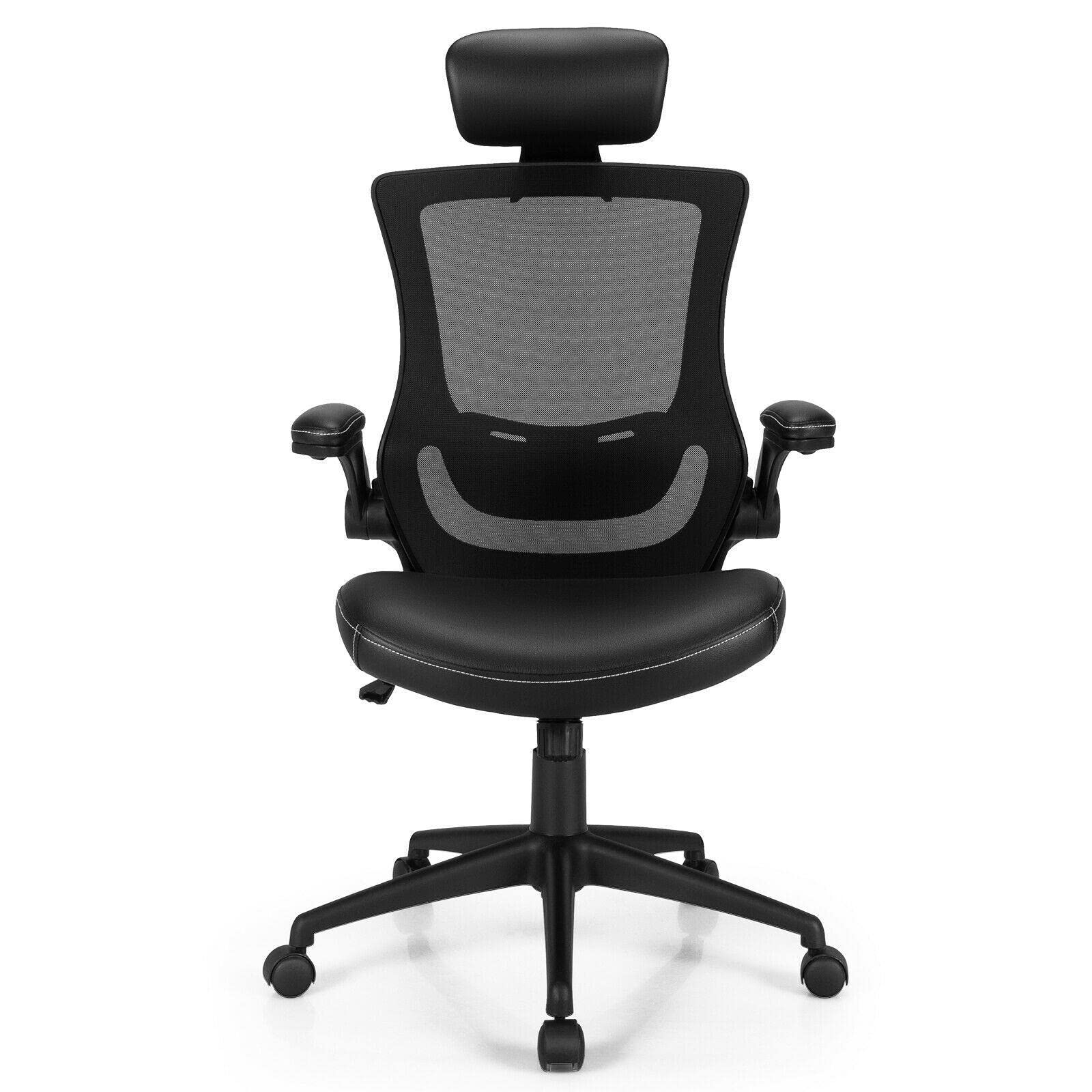 Ergonomic High Back Mesh Office Chair with Flip-Up Armrests - Adjustable Computer Desk Chair for Home Office, Gaming & Work - Comfortable Rolling Swivel Task Chair for Long Hours Sitting