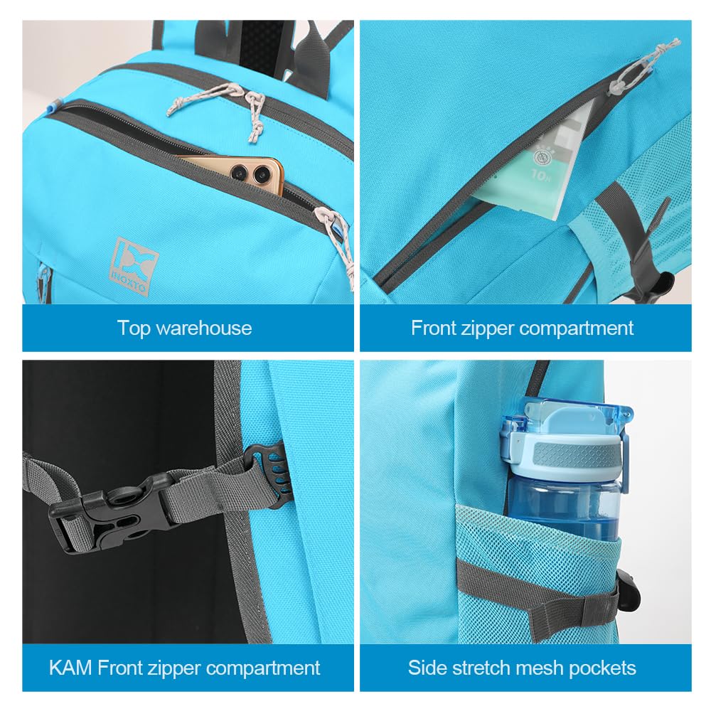 INOXTO 20L Lightweight Hiking Backpack - Waterproof Daypack for Men & Women - Perfect for Running, Camping, Cycling, Hiking, Travel & Outdoor Adventures (Blue) - Ideal for Day Trips, Commuting & Sports Activities