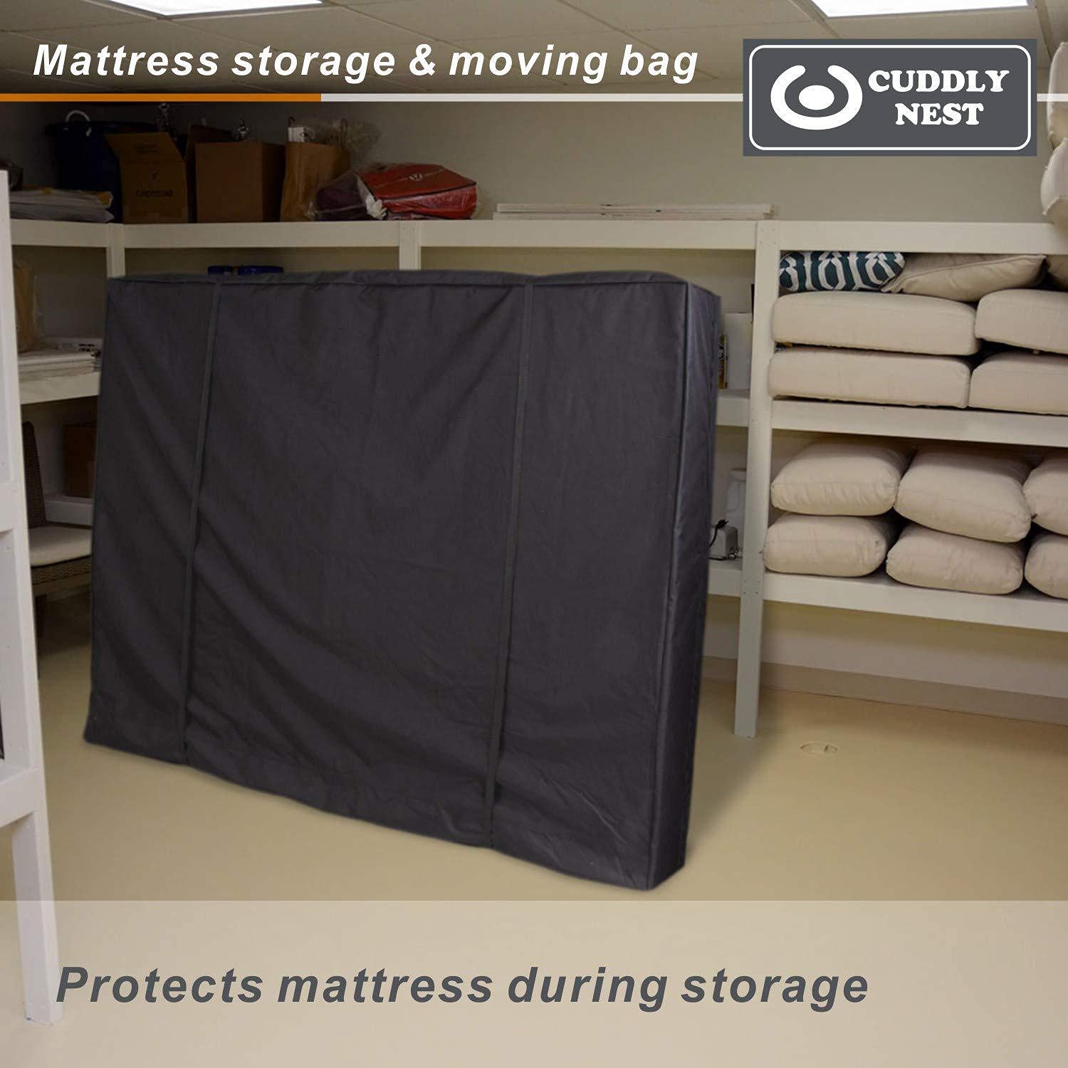 Waterproof Queen Size Mattress Storage Bag with Zipper & Straps - Heavy Duty Reusable Moving & Storage Cover for Mattress Protection (Black) - Perfect for Home Organization, College Dorm Moves, and Long-Term Storage