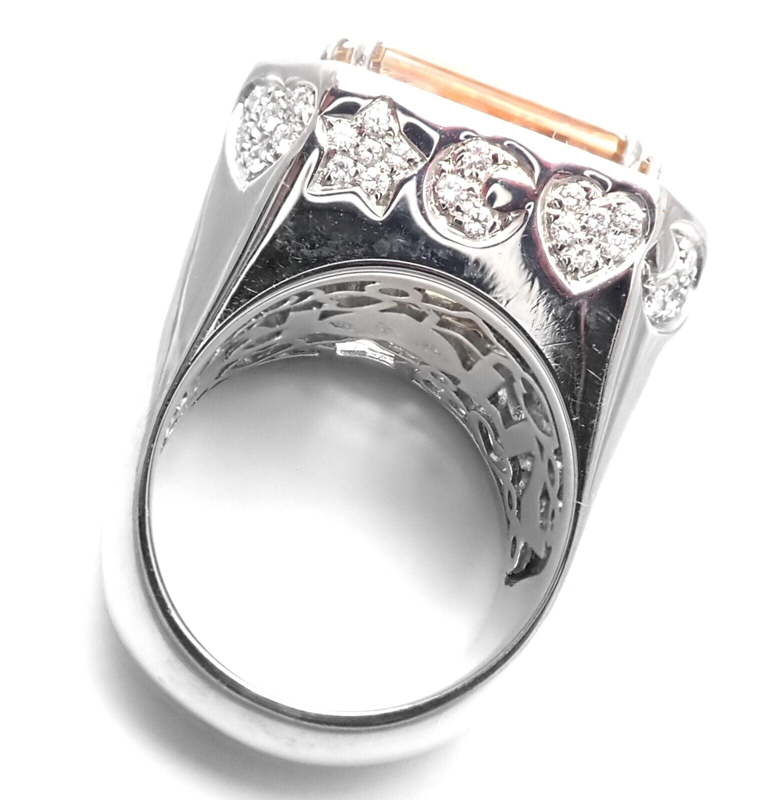 Authentic Pasquale Bruni 18K White Gold Diamond Citrine Large Ring | Luxury Statement Jewelry for Weddings & Special Occasions