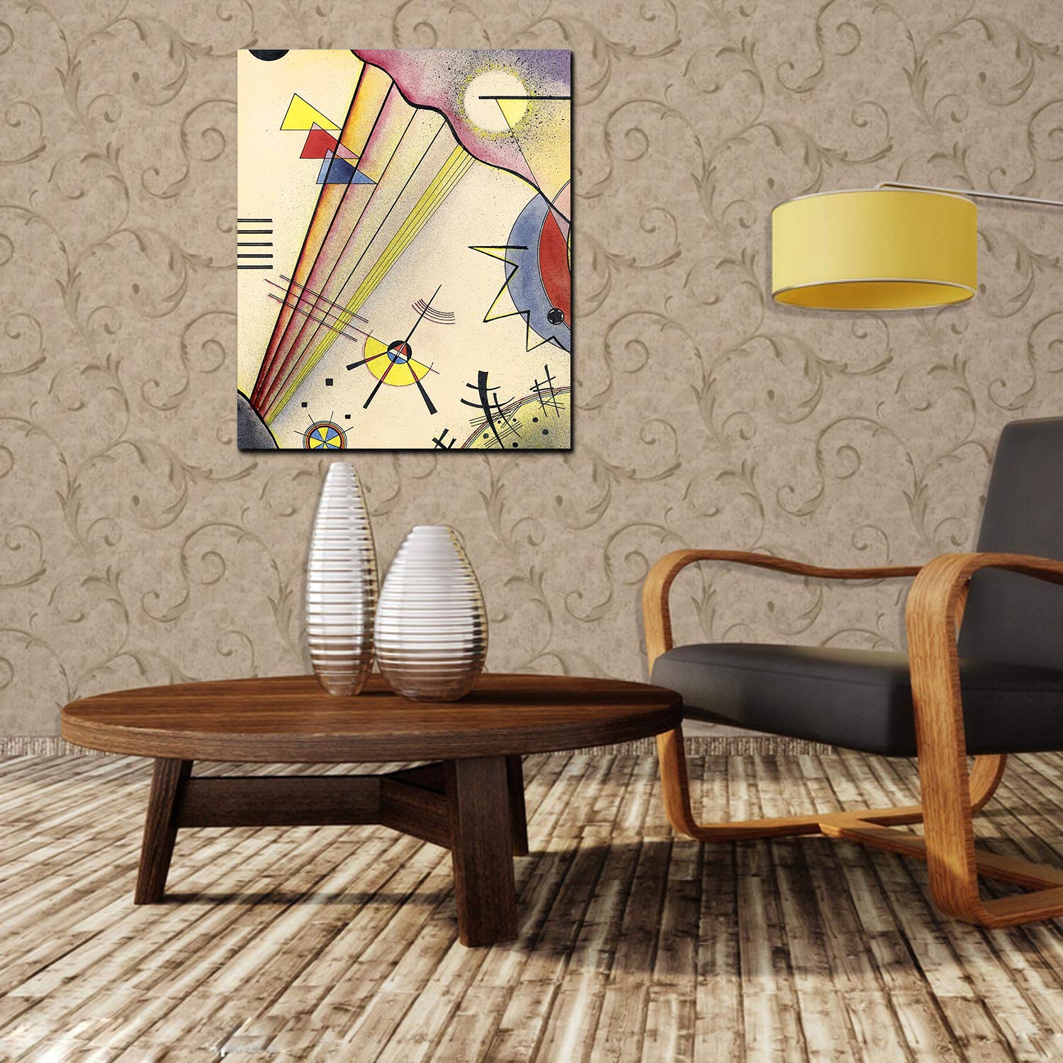 ZENDA Wassily Kandinsky Abstract Wall Art - Ready to Hang Wrapped Canvas Print for Modern Home & Office Decor - Perfect for Living Room, Bedroom & Office Spaces