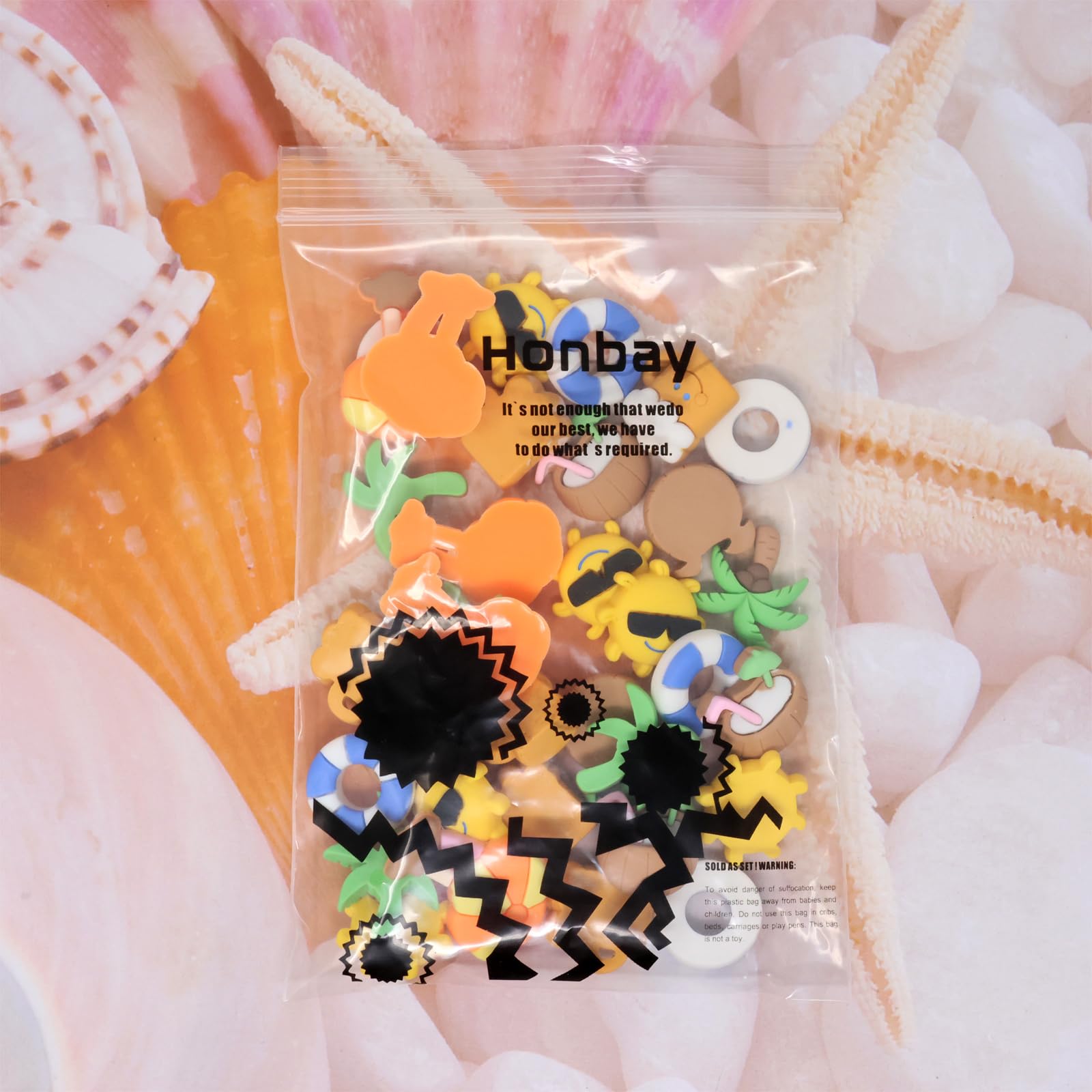 Honbay 36PCS Beach Theme Resin Charms - Sun, Beer, Coconut Trees, Swimming Rings & Clouds Flatback Cabochons for DIY Hair Accessories, Phone Cases, Scrapbooking & Home Decor (6 Styles) | Perfect for Summer Crafts, Nail Art & Beach Party Decorations