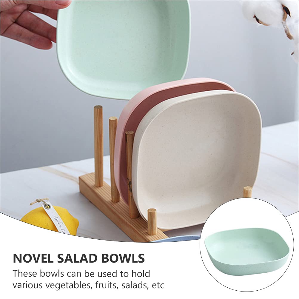 8-Piece Wheat Straw Serving Platter Set - Clear Salad Bowls, Vinegar Dishes & Fruit Plates - Durable Melamine Round Trays for Kitchen, Noodles & Baby Food - Eco-Friendly Wheat Fiber for Home, Party & Outdoor Use
