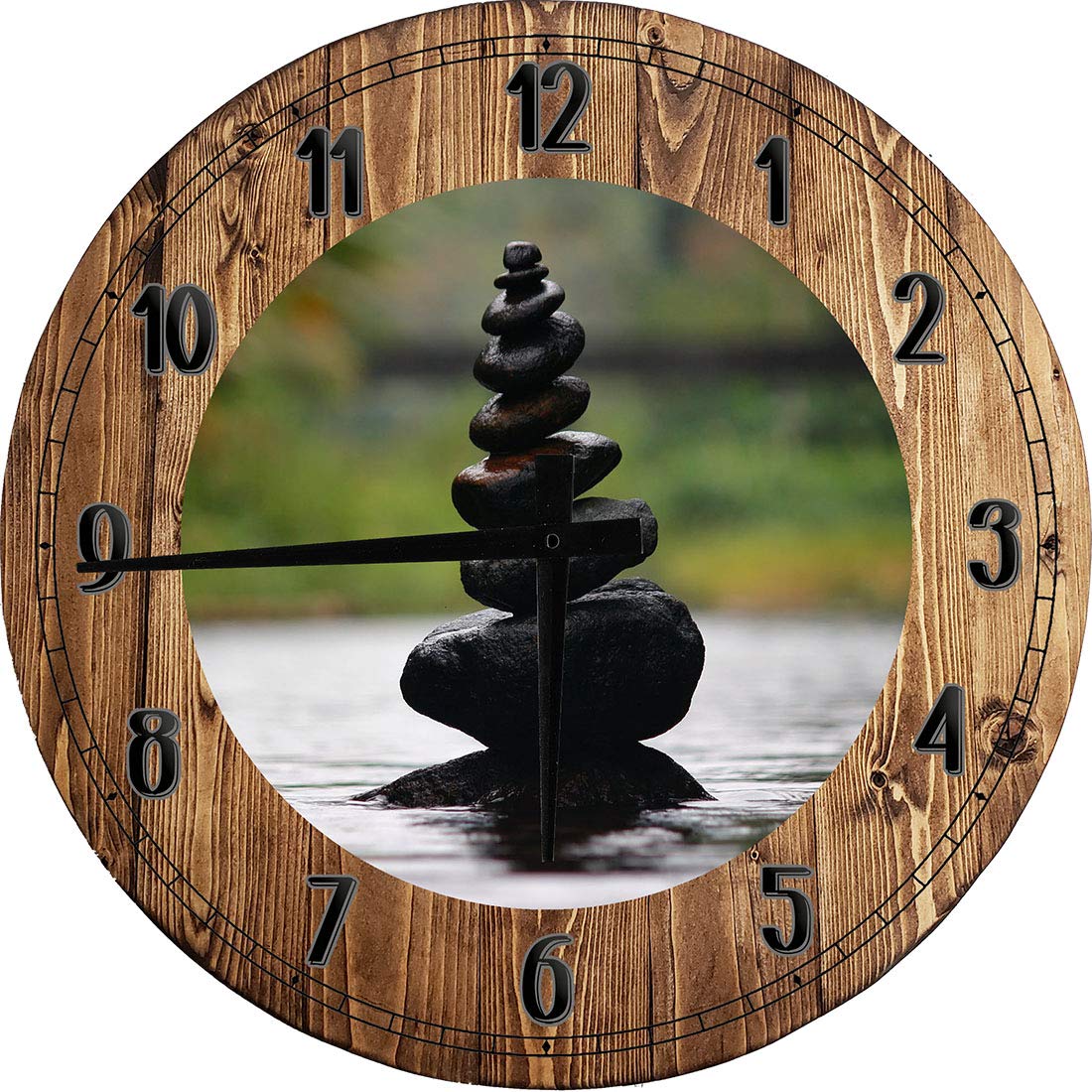 Natural Rock Formation Wall Art - 12 Inch Large Round Wooden Wall Clock for Kitchen Decor | Perfect for Home, Office & Living Room