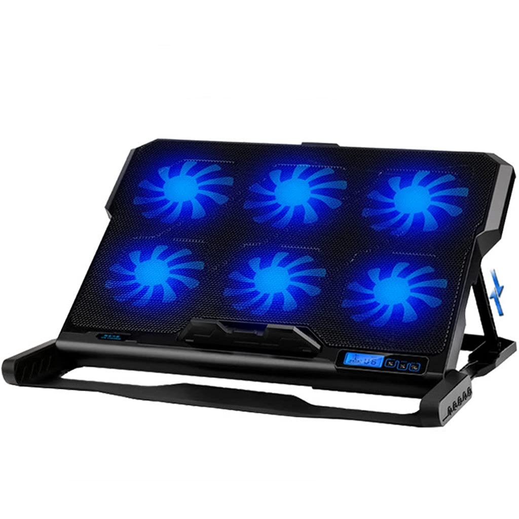 UXZDX CUJUX Laptop Cooling Pad with 6 Cooling Fans & Dual USB Ports - LED Display Cooling Stand for 12-16 Inch Laptops - Perfect for Gaming, Office Work & Home Use