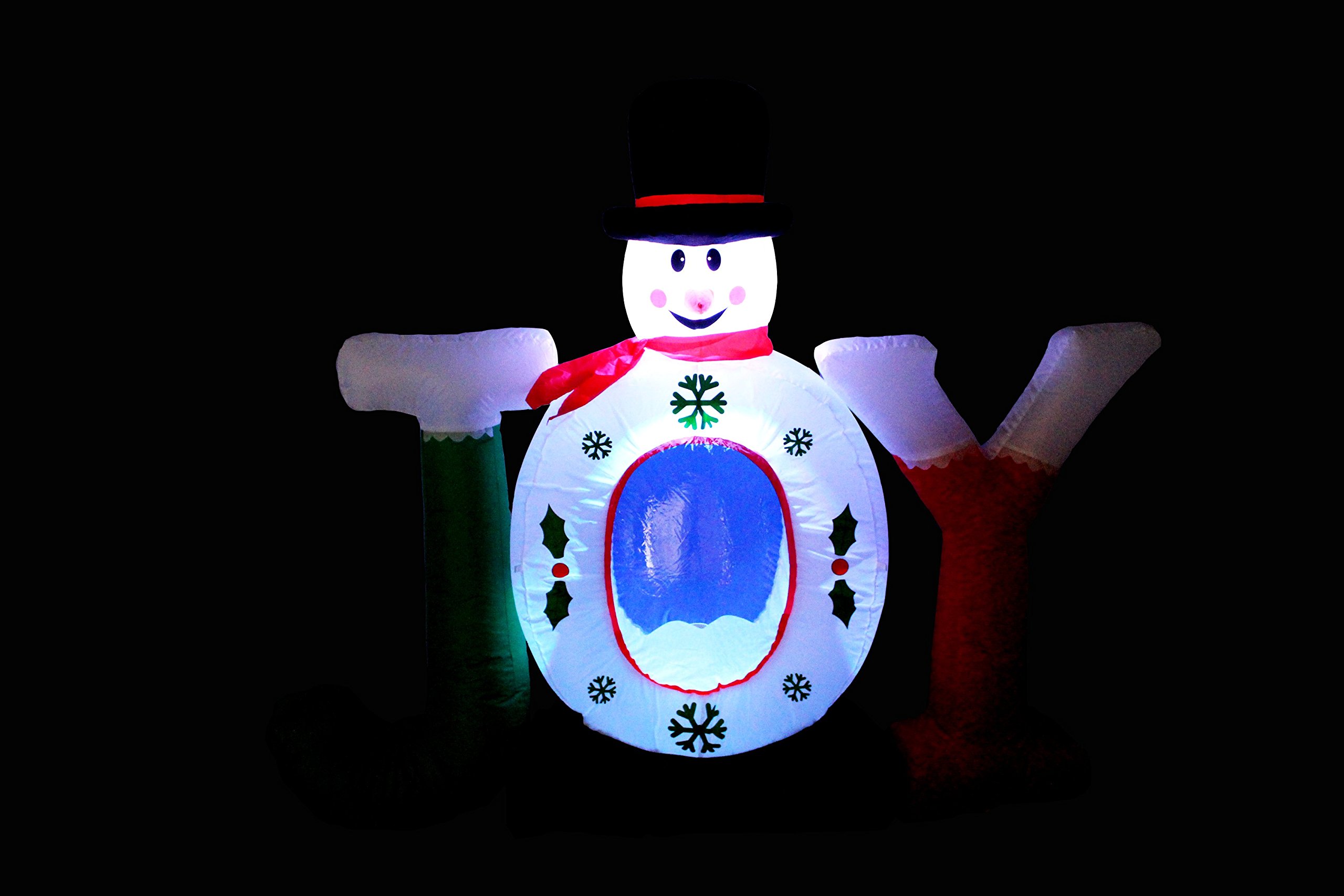 Christmas Party Decorations Bundle - 4ft Inflatable Joy Snowman Snow Globe & 8ft Inflatable Santa Claus on Fishing Boat - Perfect for Outdoor Yard Decor, Holiday Parties & Festive Home Decorations