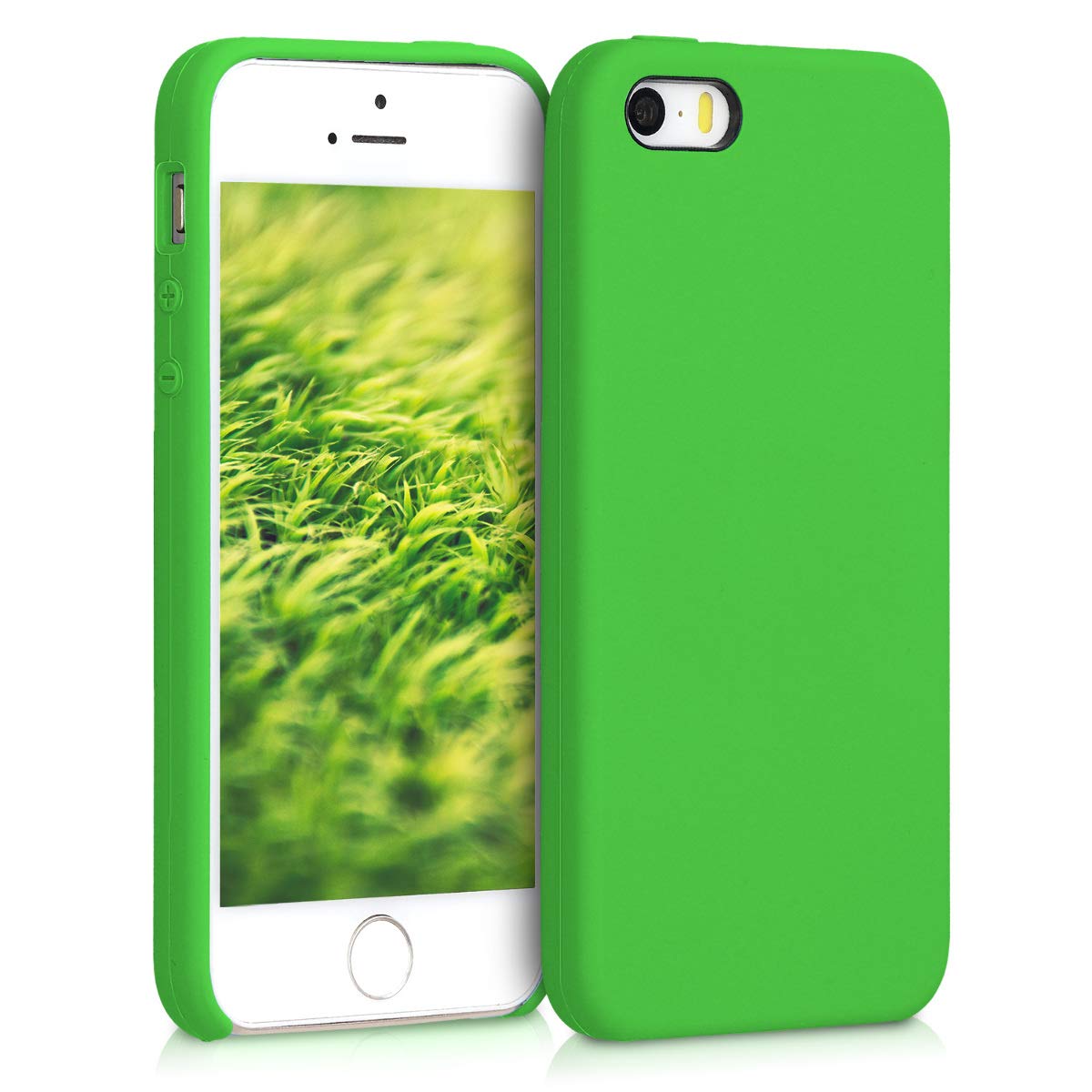 kwmobile TPU Silicone Case for Apple iPhone SE (1st Gen 2016) / iPhone 5 / iPhone 5S - Soft Protective Phone Cover in Lime Green - Perfect for Everyday Use, Work & Travel