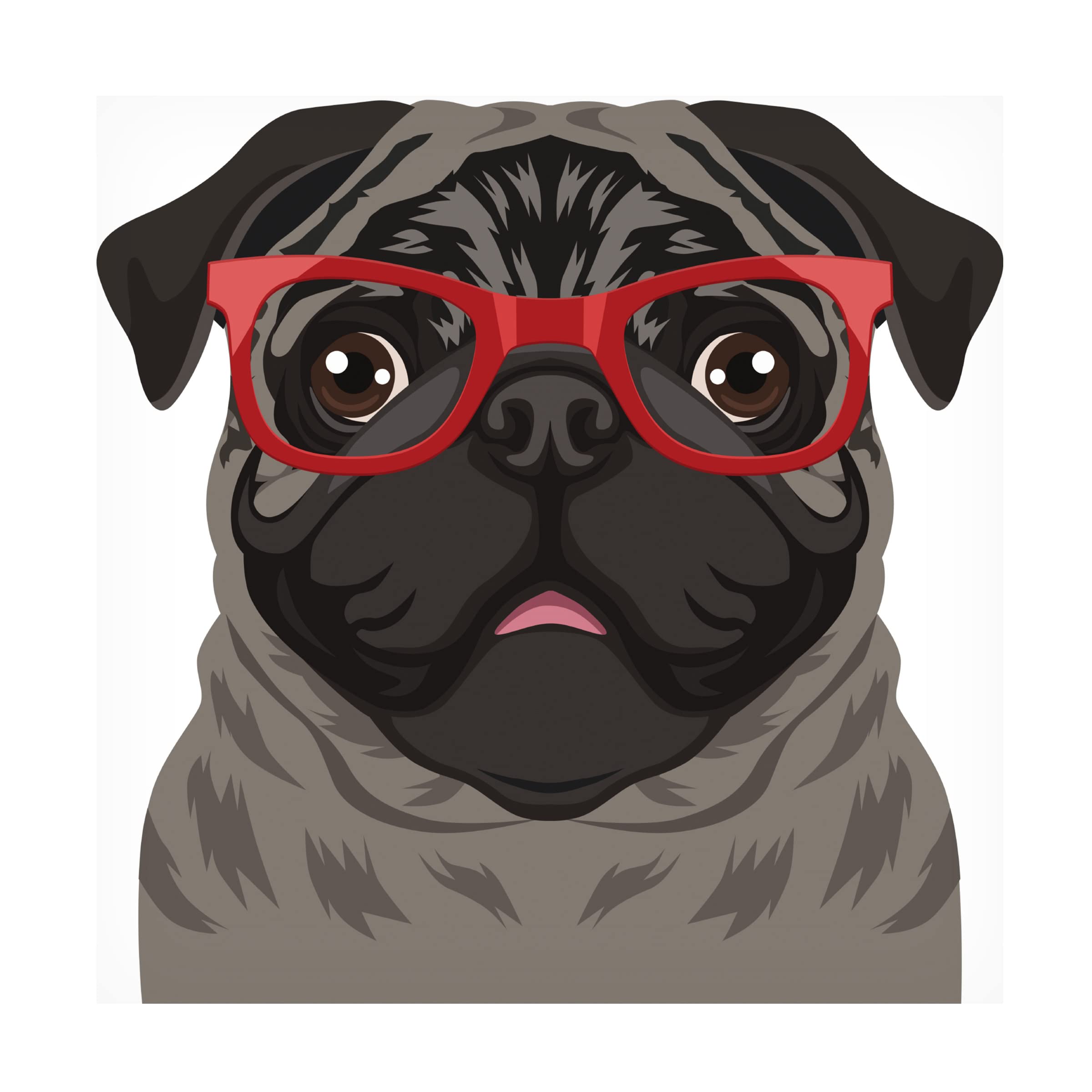 Pug Wearing Hipster Glasses Canvas Wall Art - Funny Dog Portrait Painting for Living Room Decor - Perfect Gift for Pet Lovers & Hipster Home Decor