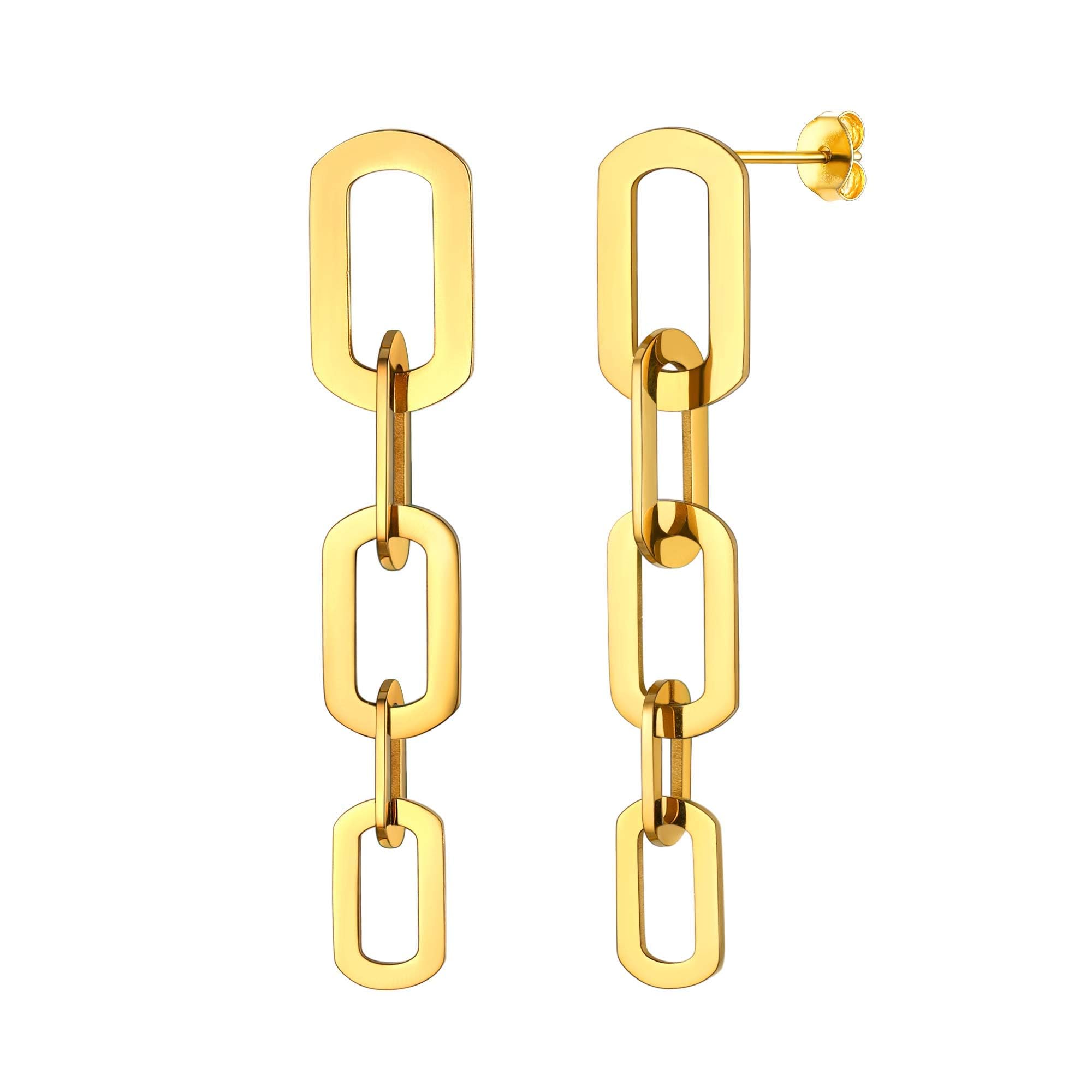 Trendy Gold Plated Chain Hoop & Dangle Earrings for Women - Surgical Steel Post, European Style Fashion Jewelry | Perfect for Parties, Weddings & Everyday Wear