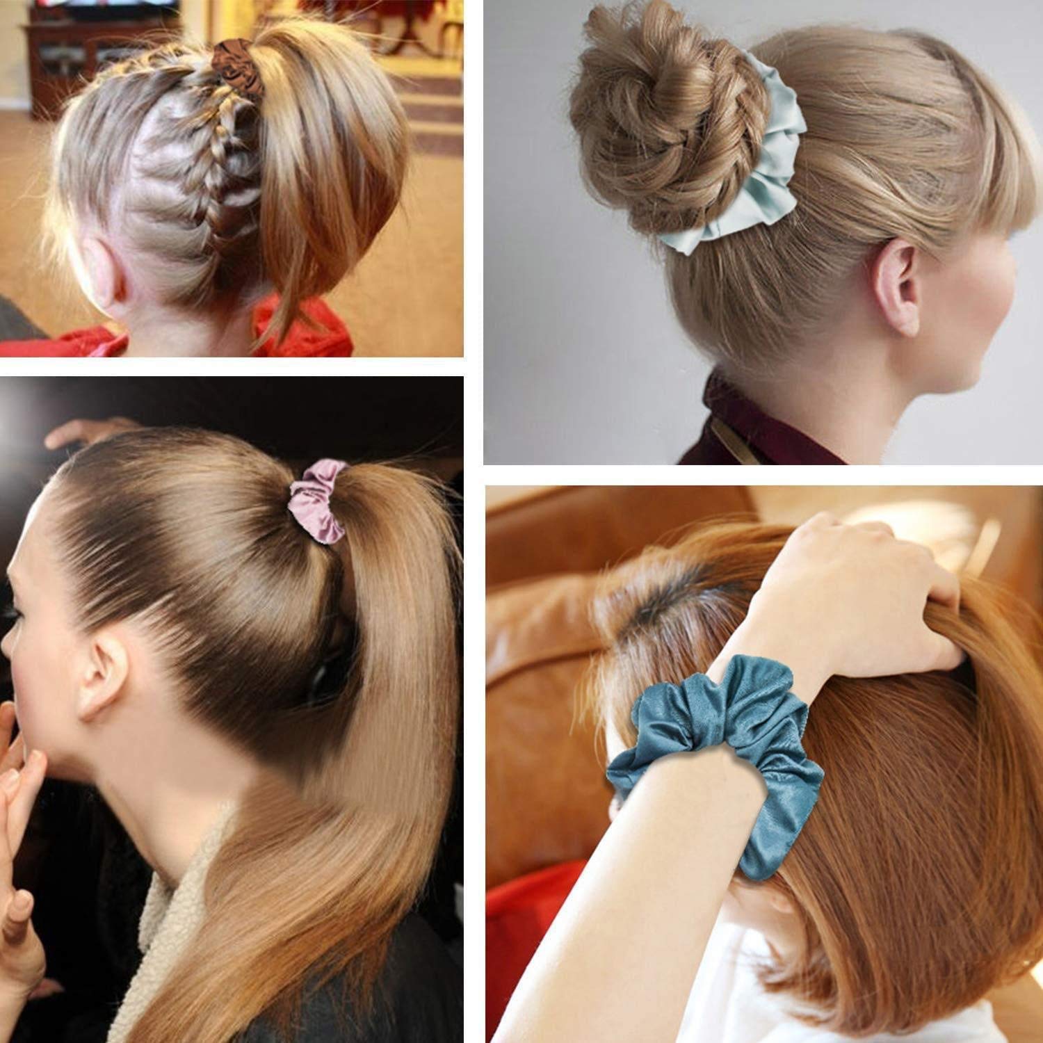 CUVLY 12 Pack Hair Scrunchies - Soft Cotton & Silky Hair Bands for Women & Girls | Velvet Hair Ties in MultiColors | Perfect for School, Workout, and Everyday Styling