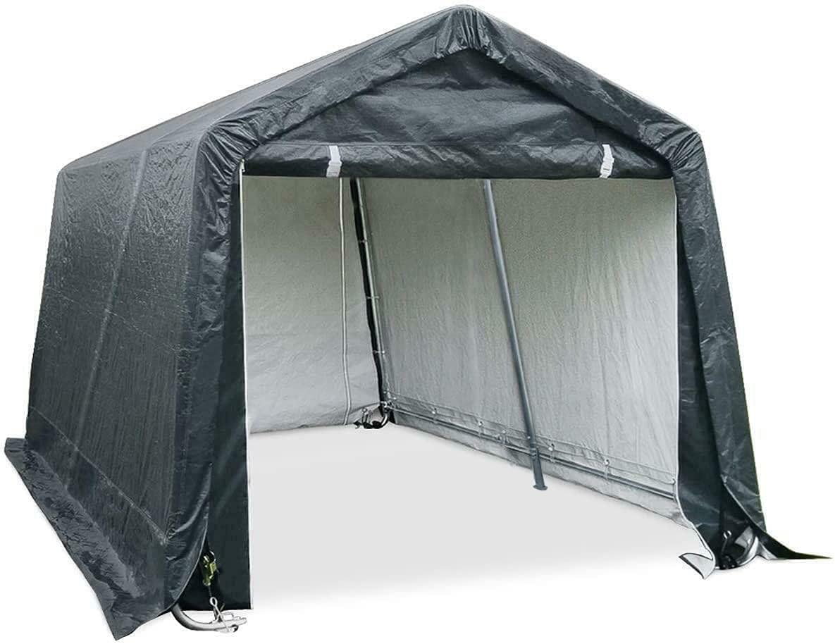 Quictent 10x10 ft Heavy Duty Portable Garage Shelter - Waterproof Outdoor Storage Tent for Patio Furniture, Lawn Mower, Bikes & Equipment - Dark Gray - Ideal for Backyard, Garden & RV Storage