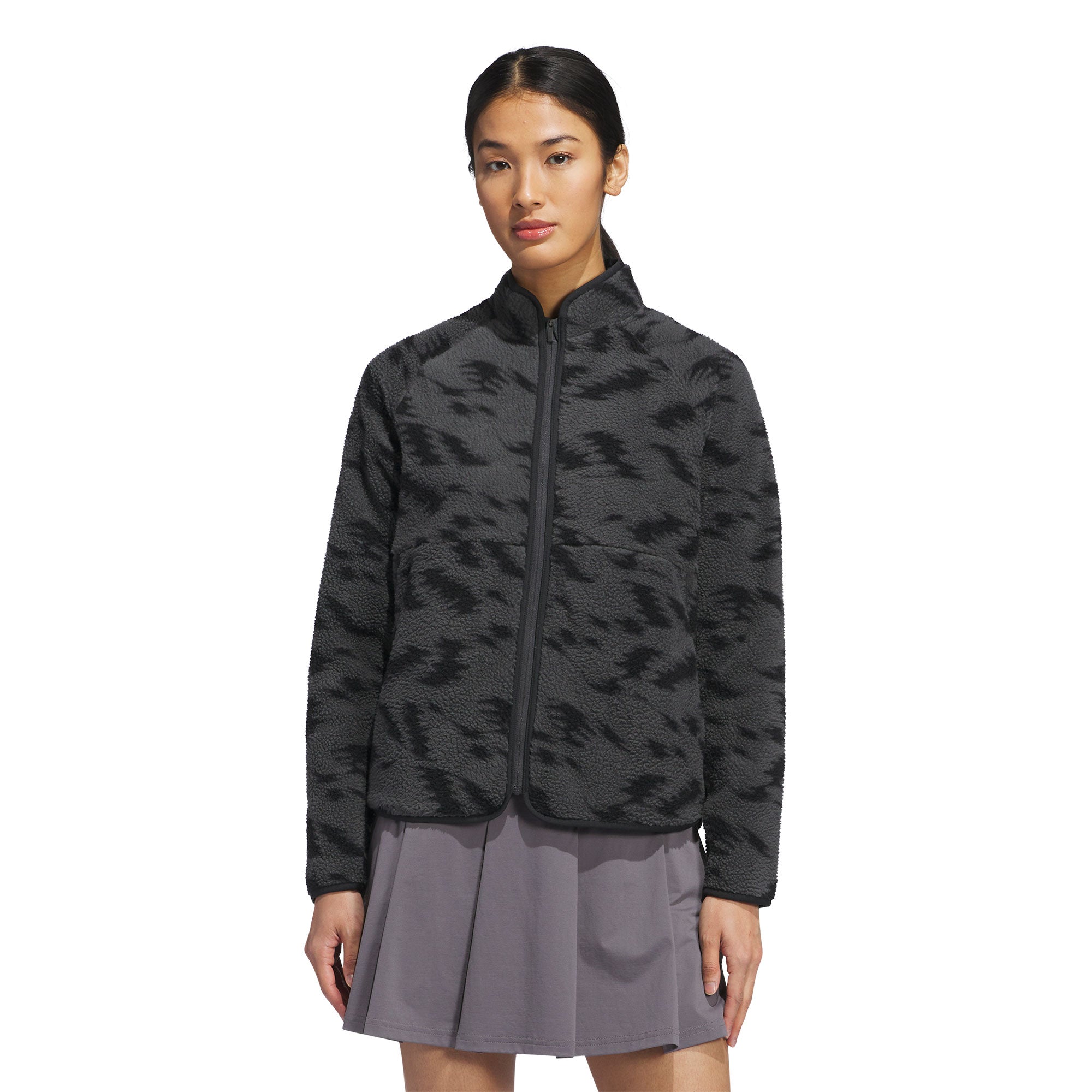 Adidas Women's Printed Fleece Golf Jacket - Lightweight Warm Pullover for Golfing, Running & Outdoor Activities