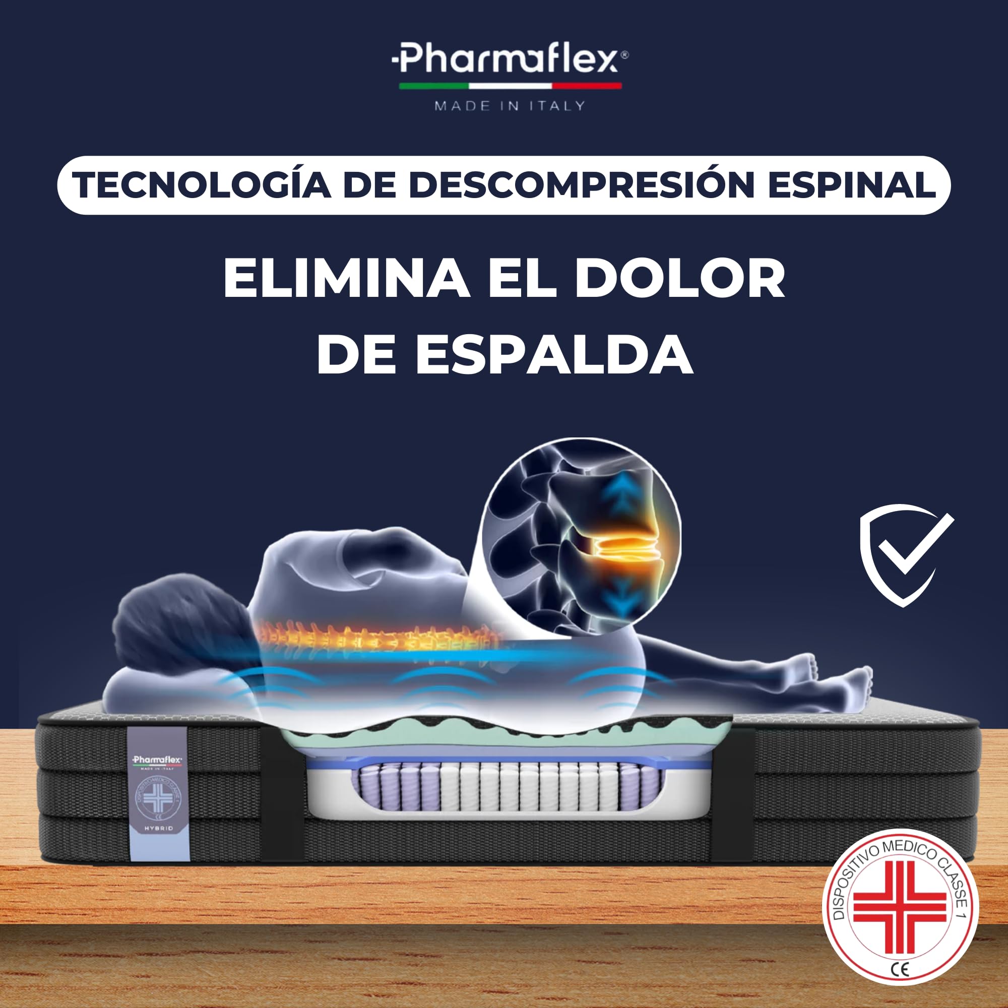 **Orthopedic Air Mattress with Memory Foam & Spinal Decompression Technology - Hybrid 160x190cm - Made in Italy | Ideal for Back Pain Relief, Pressure Sores & Comfortable Sleep**