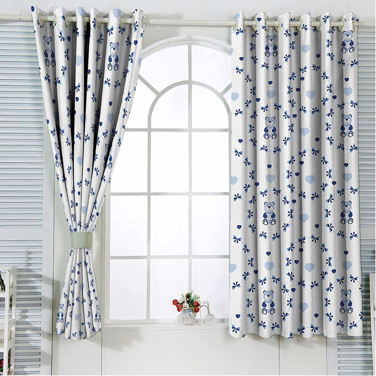 Noise Cancelling Curtains for Kids Room - 84 Inch Length Thermal Insulated Blackout Curtains in Navy Blue, Purple, Grey & White - 96 x 84 Inch for Bedroom, Nursery & Playroom - Perfect for Light Blocking, Sound Reduction & Temperature Control
