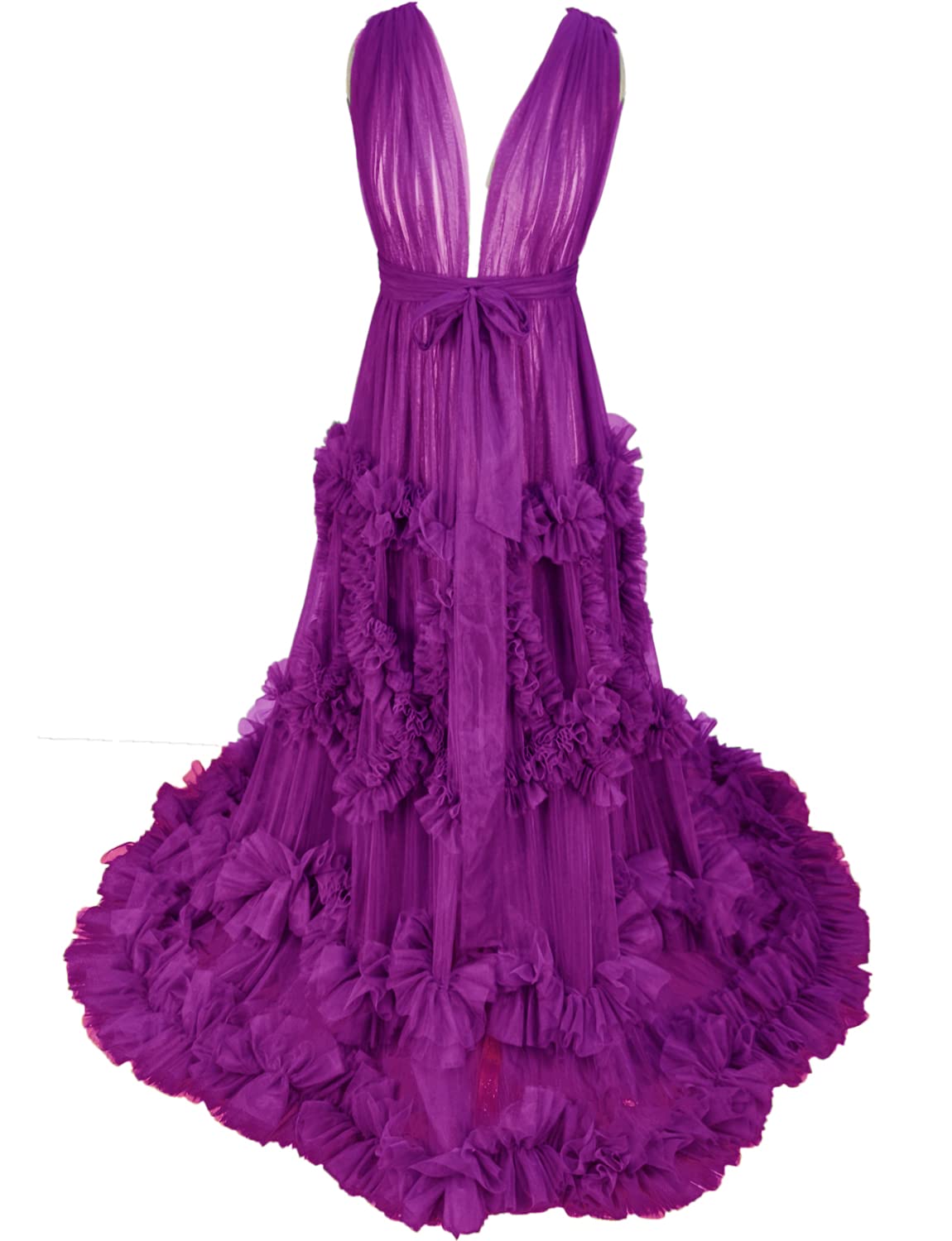 Luxury Women's Tulle Maternity Robe - Soft Bridal Bathrobe for Pregnancy Photoshoot, Baby Shower & Boudoir Photography