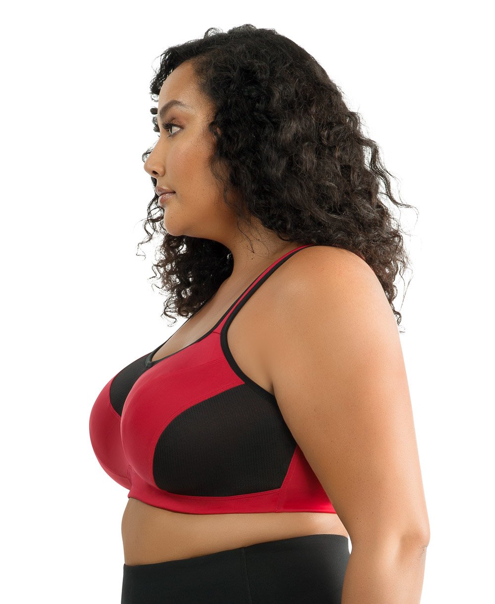 Parfait Dynamic Padded Performance Sports Bra - High Impact Support for Running & Workouts - Racing Red - Perfect for Gym, Yoga & Active Lifestyle