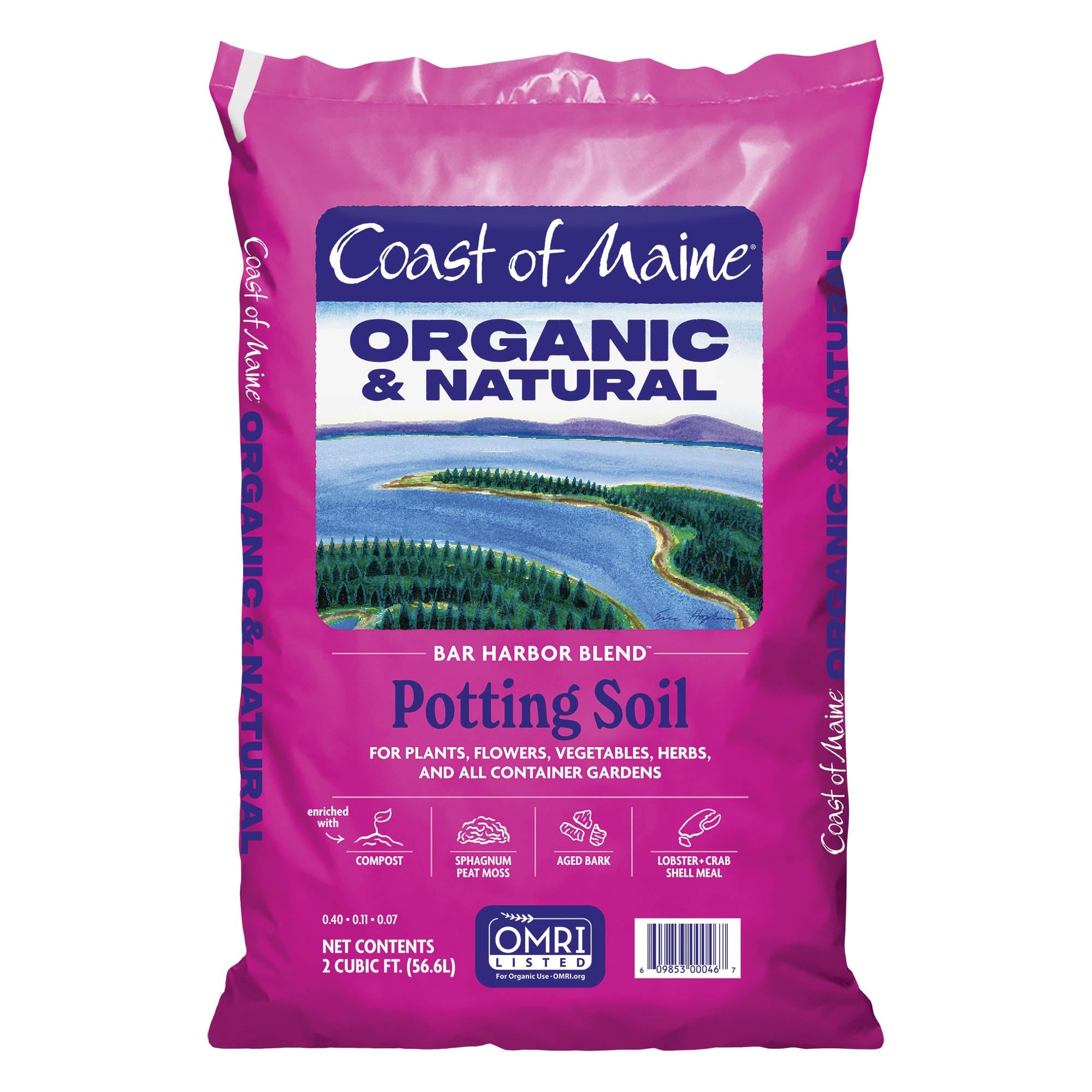 Organic & Natural Coast of Maine Bar Harbor Blend Potting Soil - 2 cu ft (Pack of 10) for Houseplants, Flowers, Vegetables & Herbs | Perfect for Indoor/Outdoor Container Gardening & Raised Beds