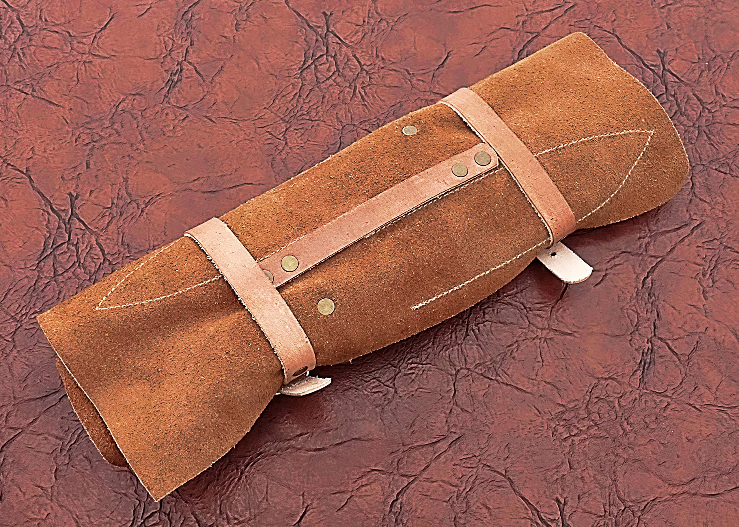 Premium 4-Piece Damascus Steel Chef Knife Set with Leather Roll Bag - Includes Chef, Slicing, Utility & Cleaver Knives - 45