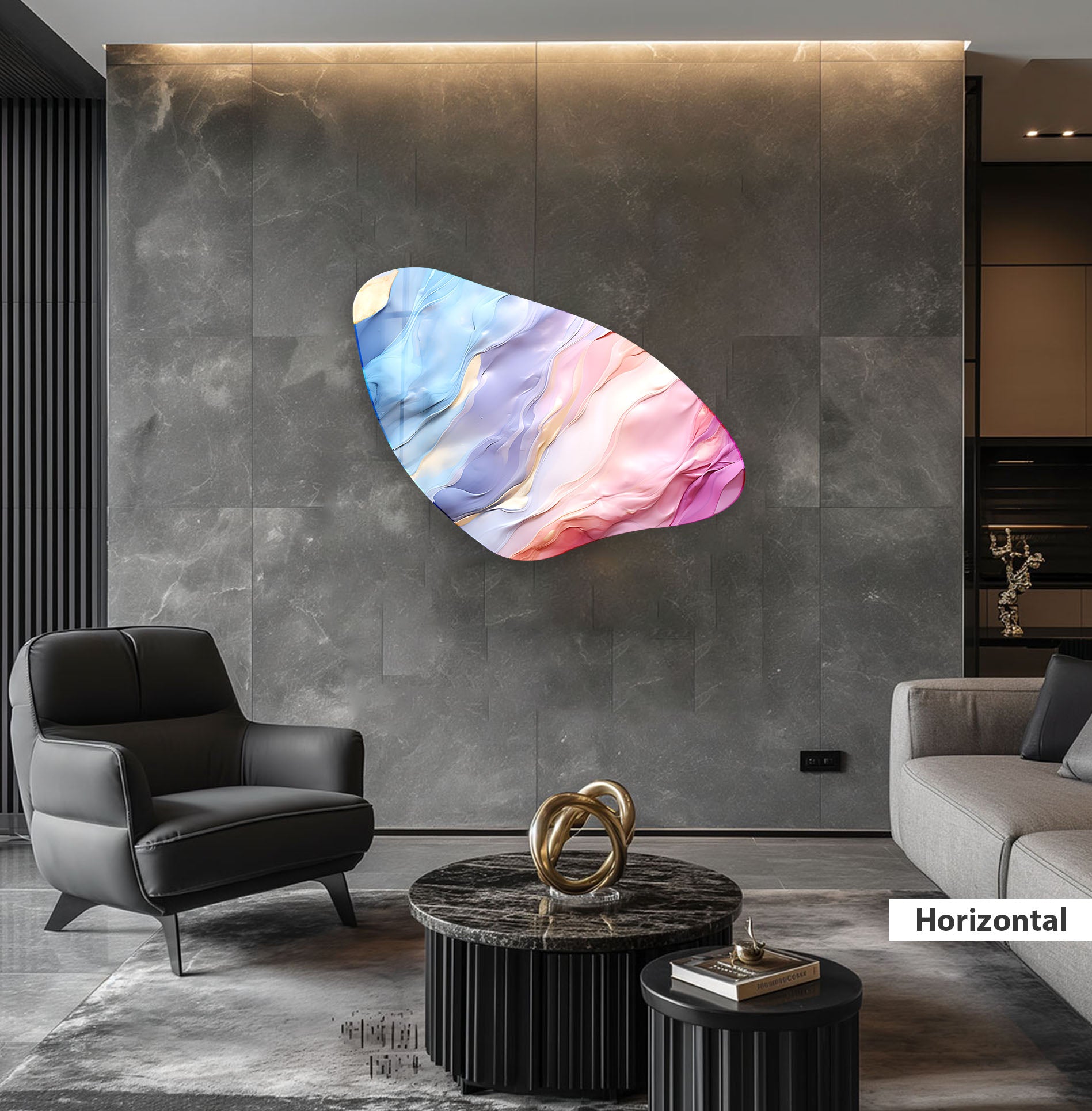 Abstract Pink Aesthetic Glass Wall Art - Modern Home Decor for Living Room, Bedroom & Office - Handmade Glass Painting for Unique Interior Design