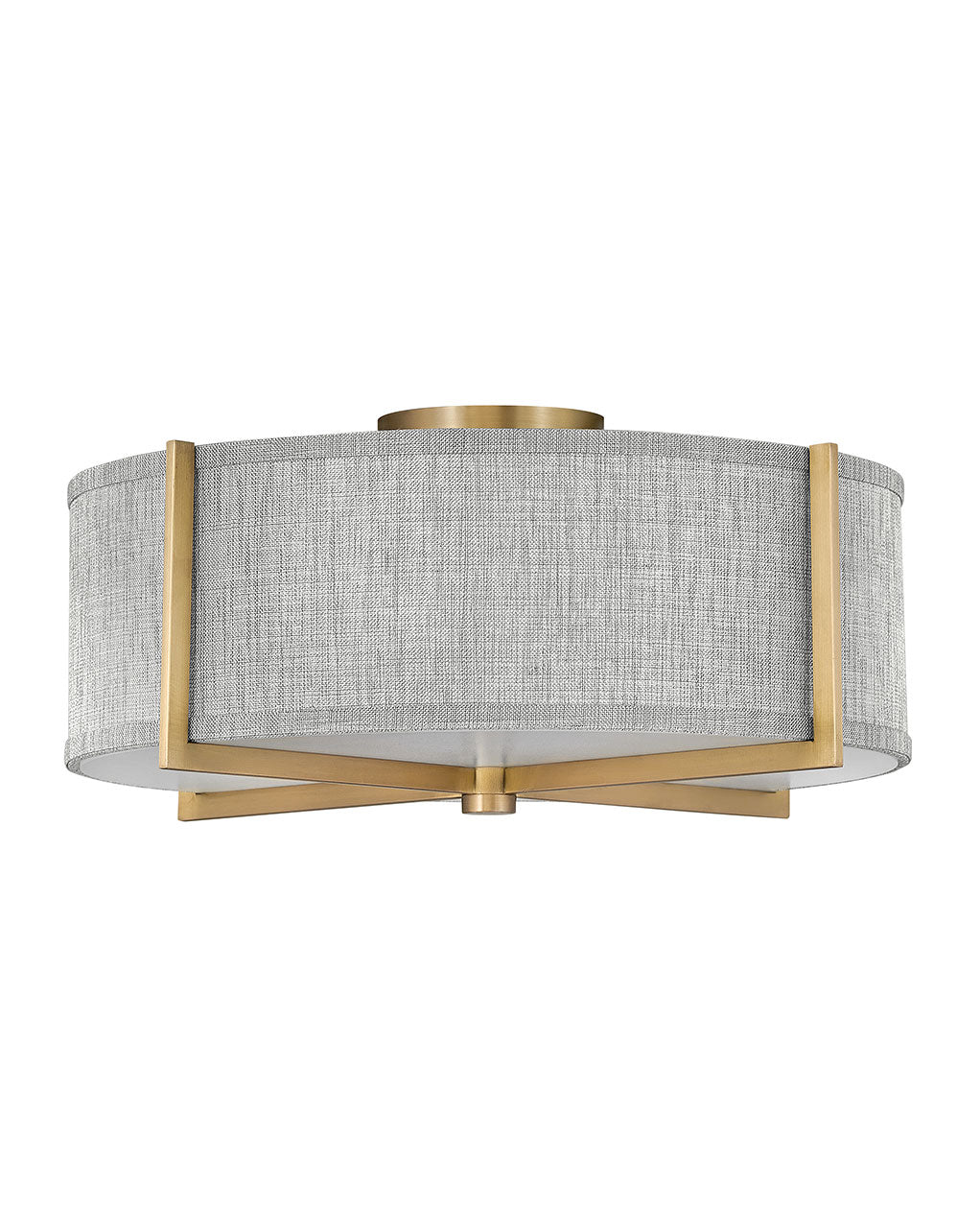 Axis Heathered Gray LED Foyer Pendant Light Fixture in Heritage Brass Finish - Perfect for Entryway, Hallway, and Modern Farmhouse Decor