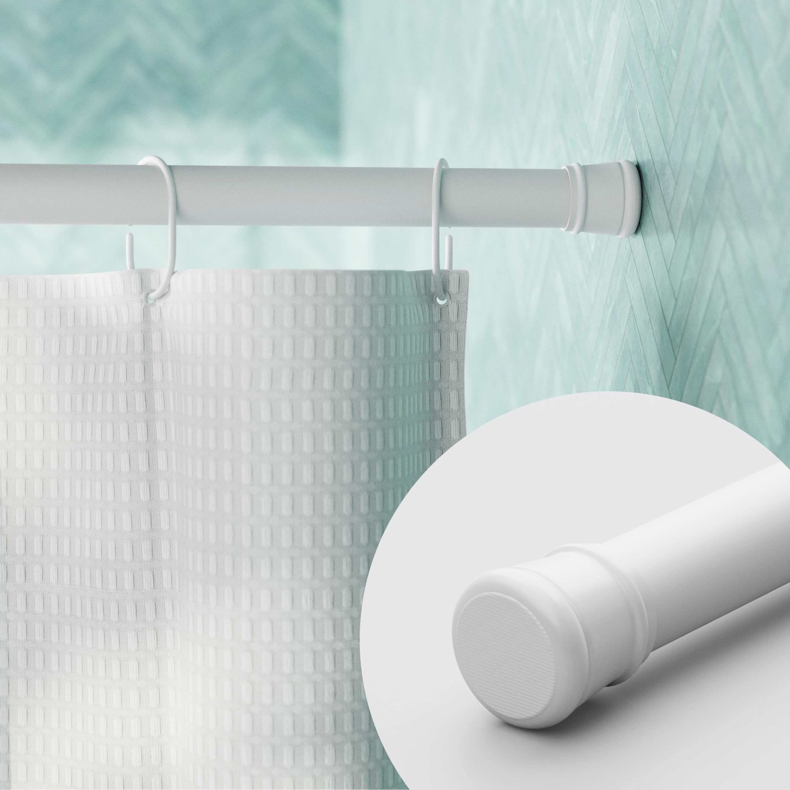 Zenna Home Adjustable Tension Shower Curtain Rod - 36 to 60 Inches No Drill Installation, Rust-Resistant Steel Bathroom Shower Pole for Bath, Shower, or Tub - Perfect for Apartments, Rentals, and Small Spaces