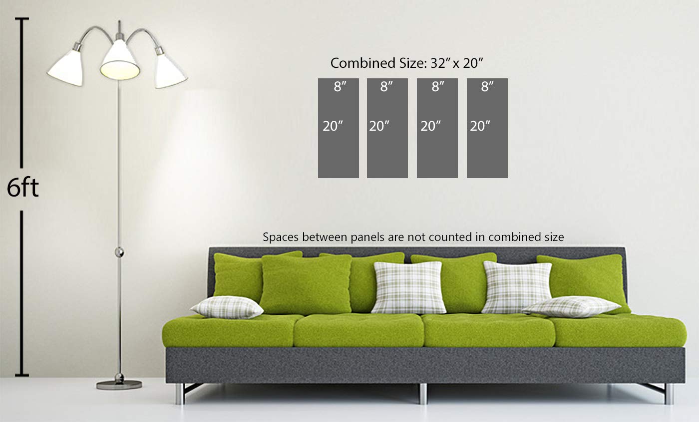32 x 20 TOTAL - Coffee Cup Canvas Print Wall Art Set of 4 Panels | Modern Coffee Shop Decor | Perfect for Cafes, Restaurants & Home Kitchen Decor