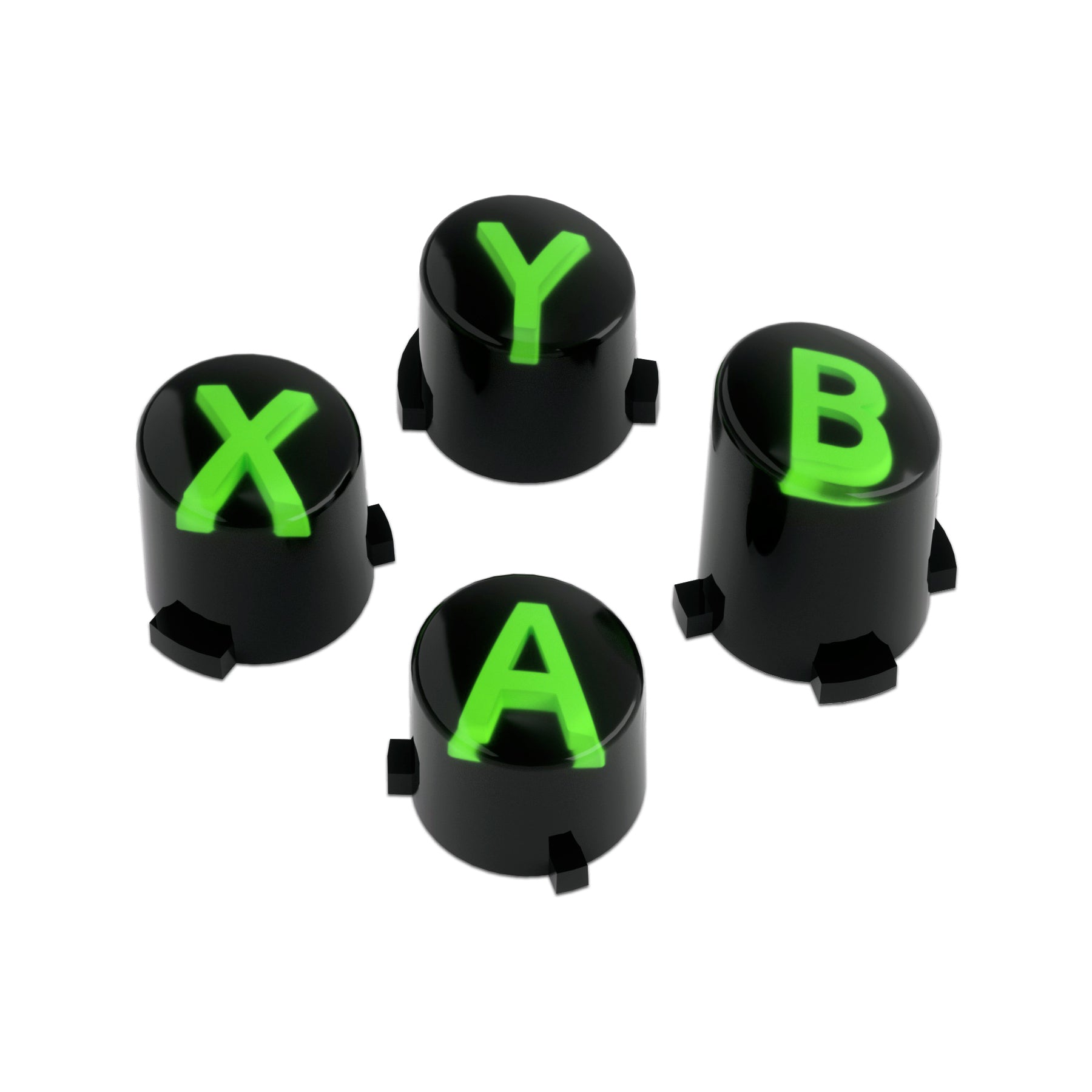 eXtremeRate 3-Tone ABXY Action Buttons with Classic Symbols for Xbox Series X/S, Xbox One S/X & Elite V1/V2 Controllers - Black, Clear & Green (JDX3M005) | Premium Replacement Buttons for Enhanced Gaming Performance