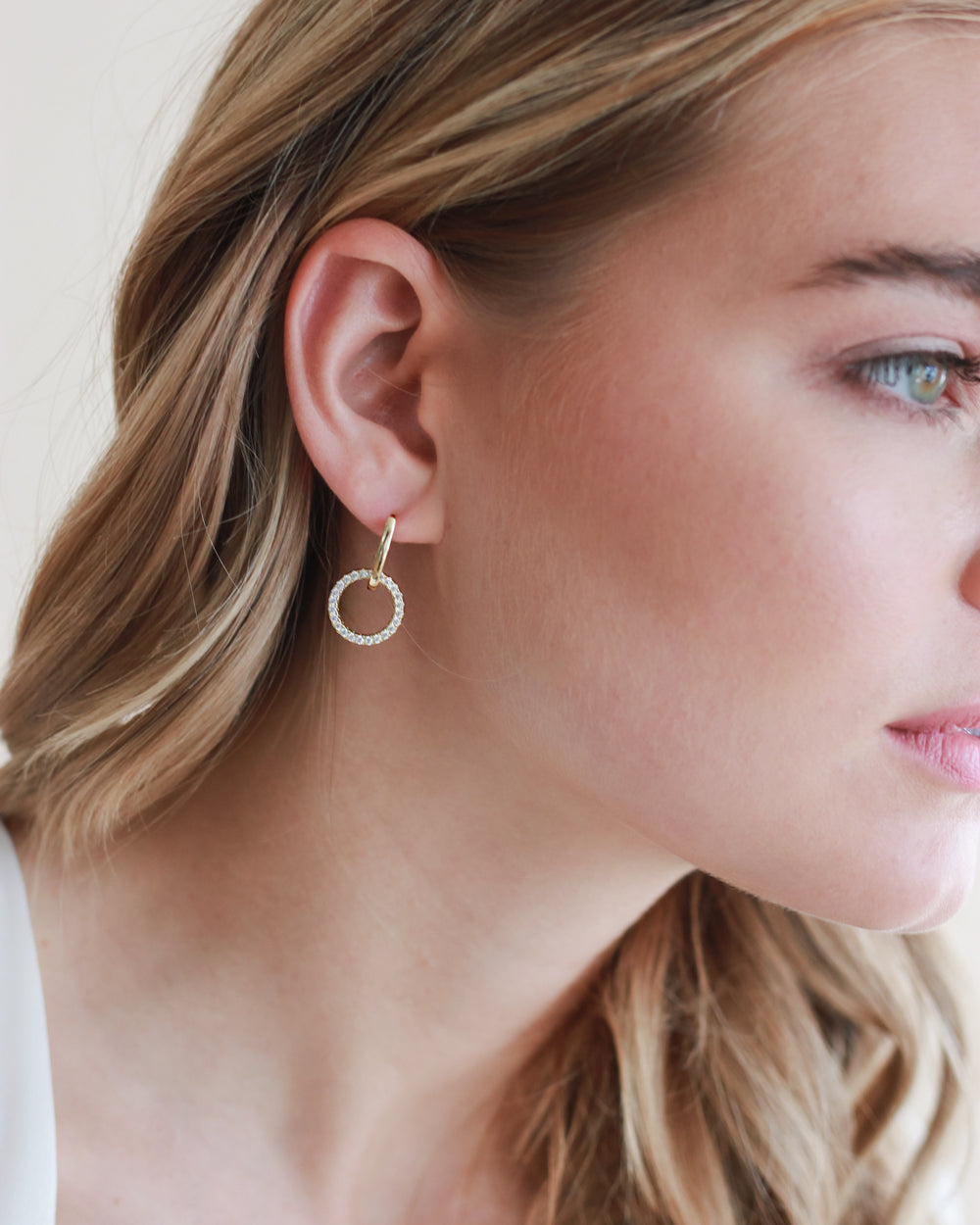 2 in 1 CZ Huggie Hoop Earrings - Gold Plated Huggie Hoops with Cubic Zirconia for Women, Perfect for Everyday Wear, Date Night & Special Occasions