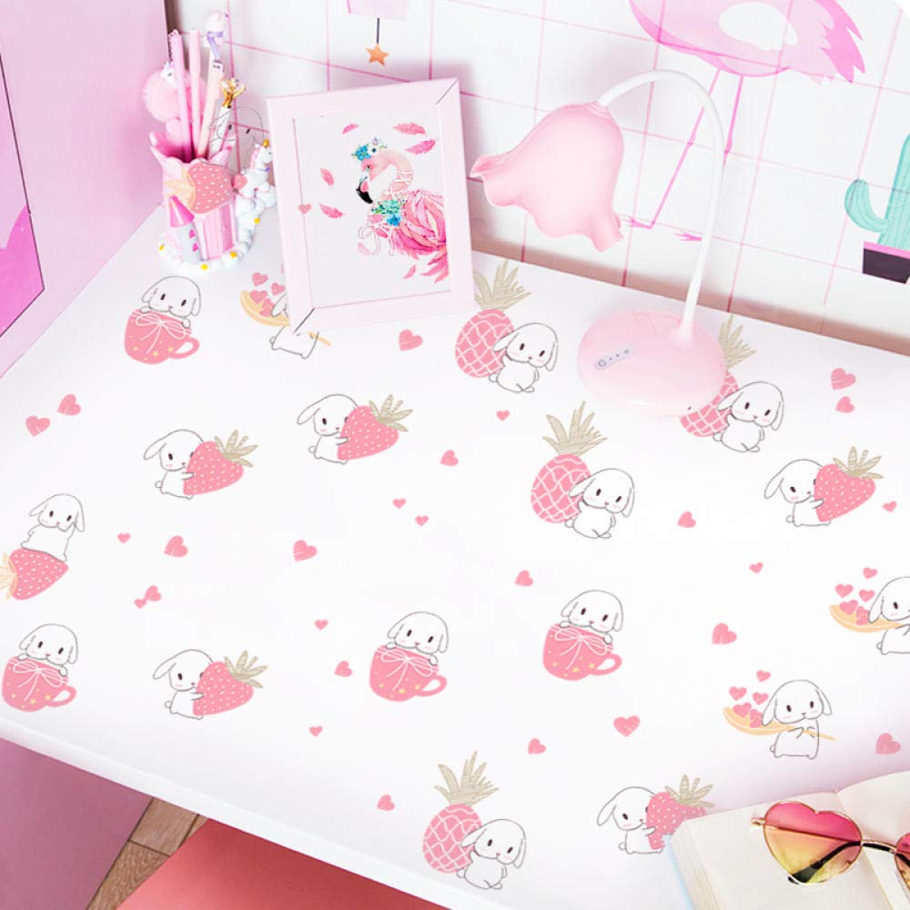 Cute Strawberry Rabbit Wall Stickers - Kawaii Home Decor for Girls Room, Pink Bedroom Wall Decoration, Nursery & Kids Room Mural Wallpaper Posters | Perfect for Baby Rooms, Playrooms & Teen Bedrooms