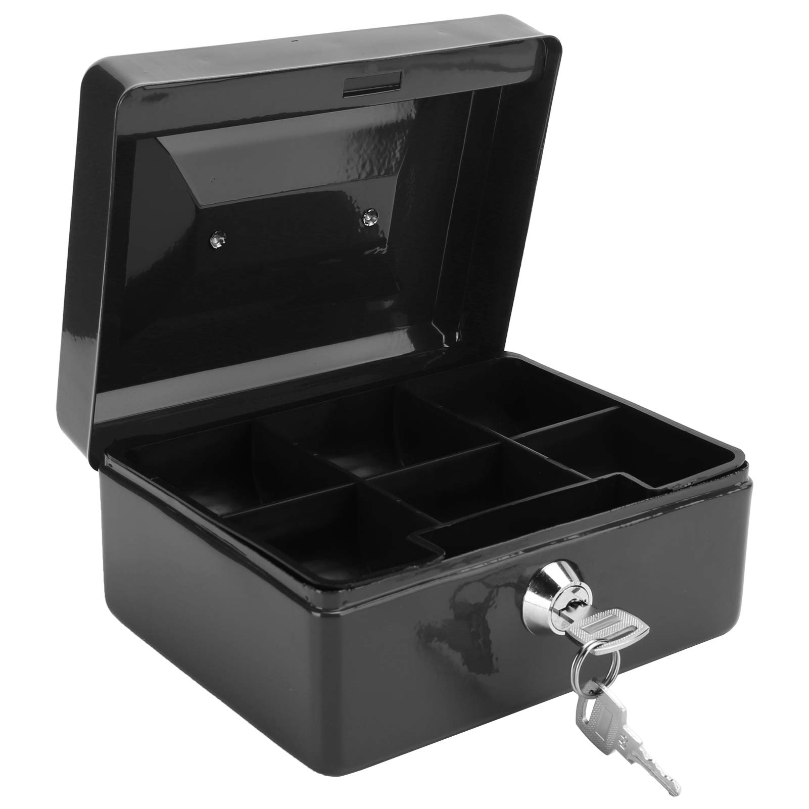 Alvinlite 6-Inch Mini Portable Lockable Cash Box with Key Lock - Secure Money Safe for Home, Office, Travel & Small Business Use (Black)